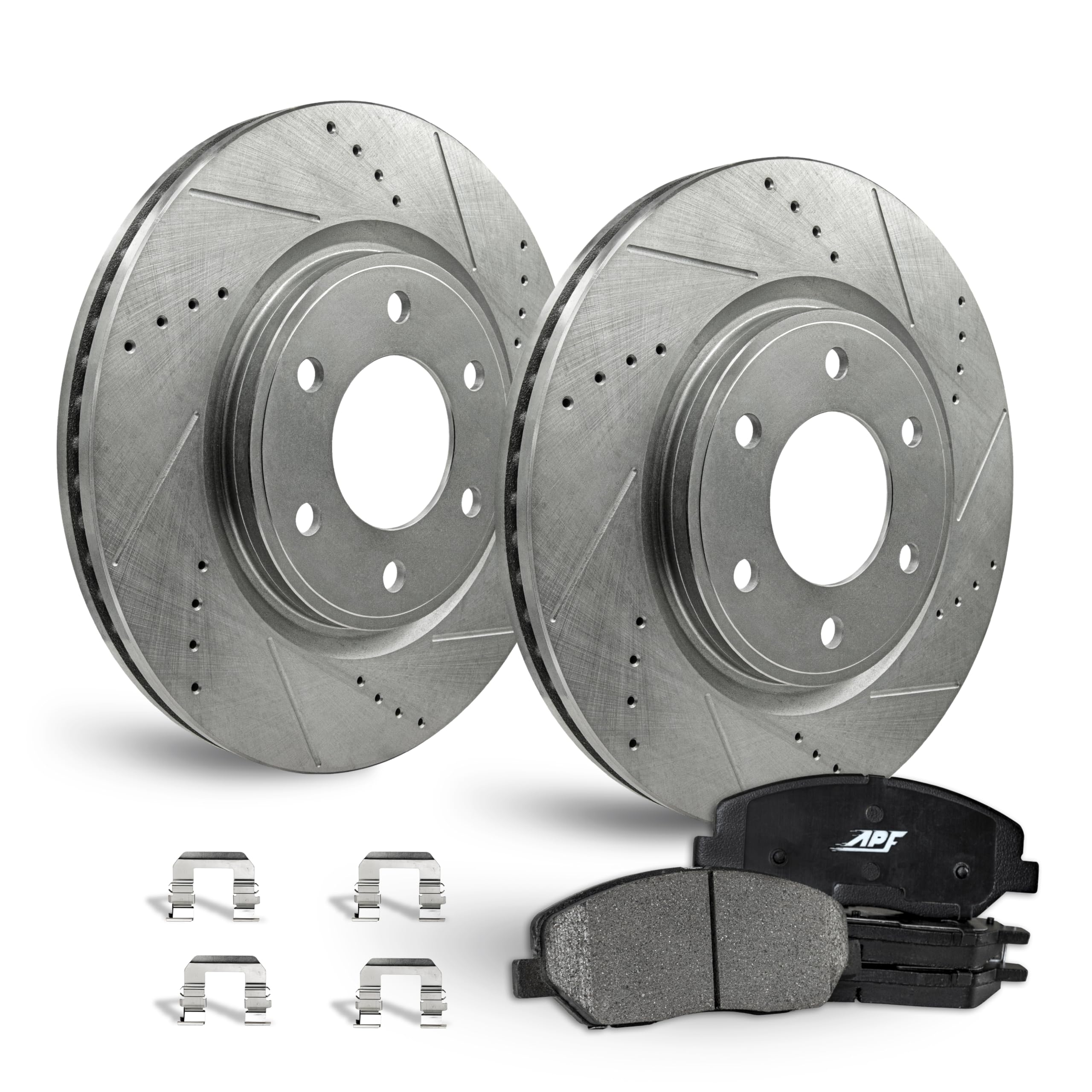 Rear Brake Kit for Ford Expedition 2007-2017 - Zinc Plated Drilled & Slotted Rotors with Carbon Fiber Brake Pads | 6-Lug 342mm (13.465