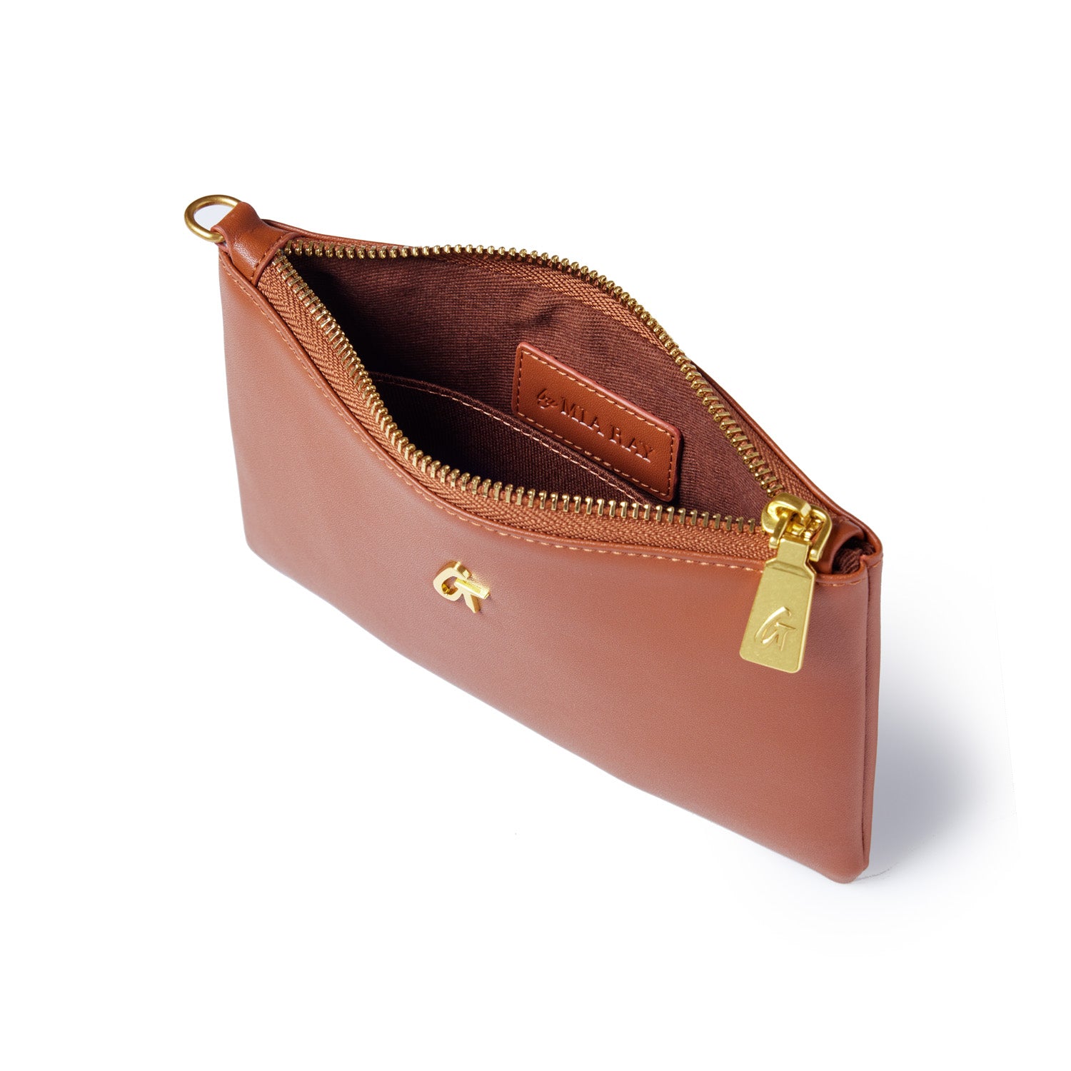 Mini Standard Gold Wristlet - Brown Leather Clutch Purse for Women | Elegant Evening Bag for Parties, Weddings & Special Occasions