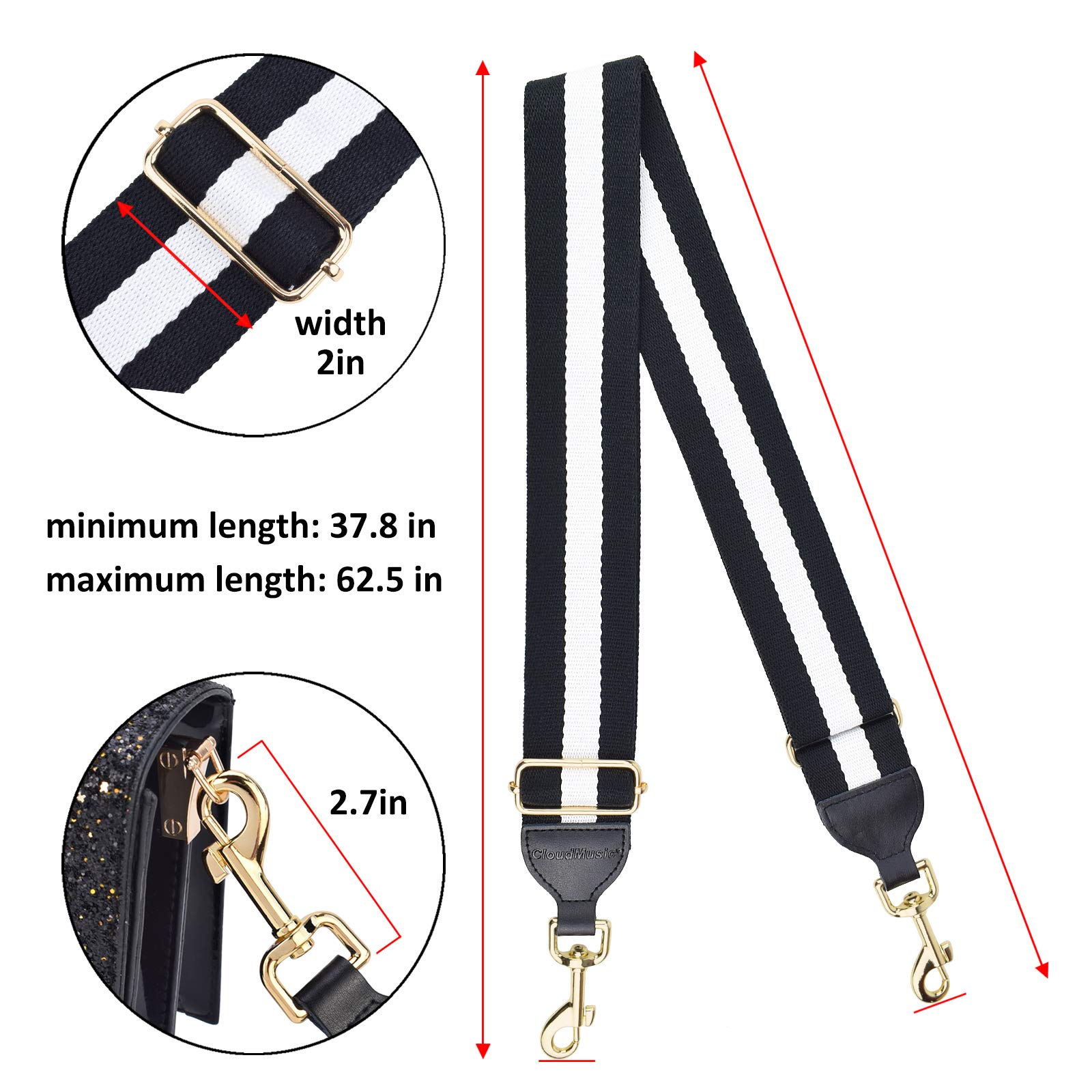 CLOUDMUSIC Adjustable Handbag Strap Replacement - Durable Crossbody Shoulder Strap for Women & Girls | Perfect for Purses, Totes & Everyday Use