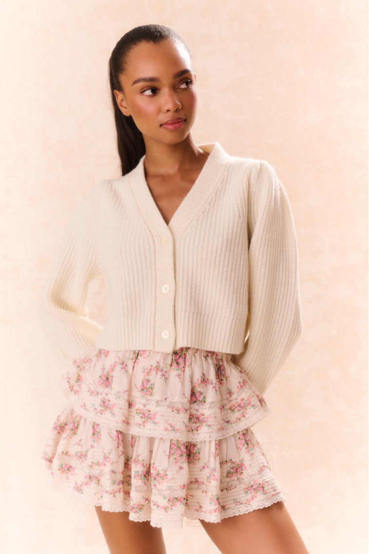 Elegant Ruffle Mini Skirt with Lace Trim & Floral Print - Perfect for Summer Dresses, Beach Outfits & Boho Fashion