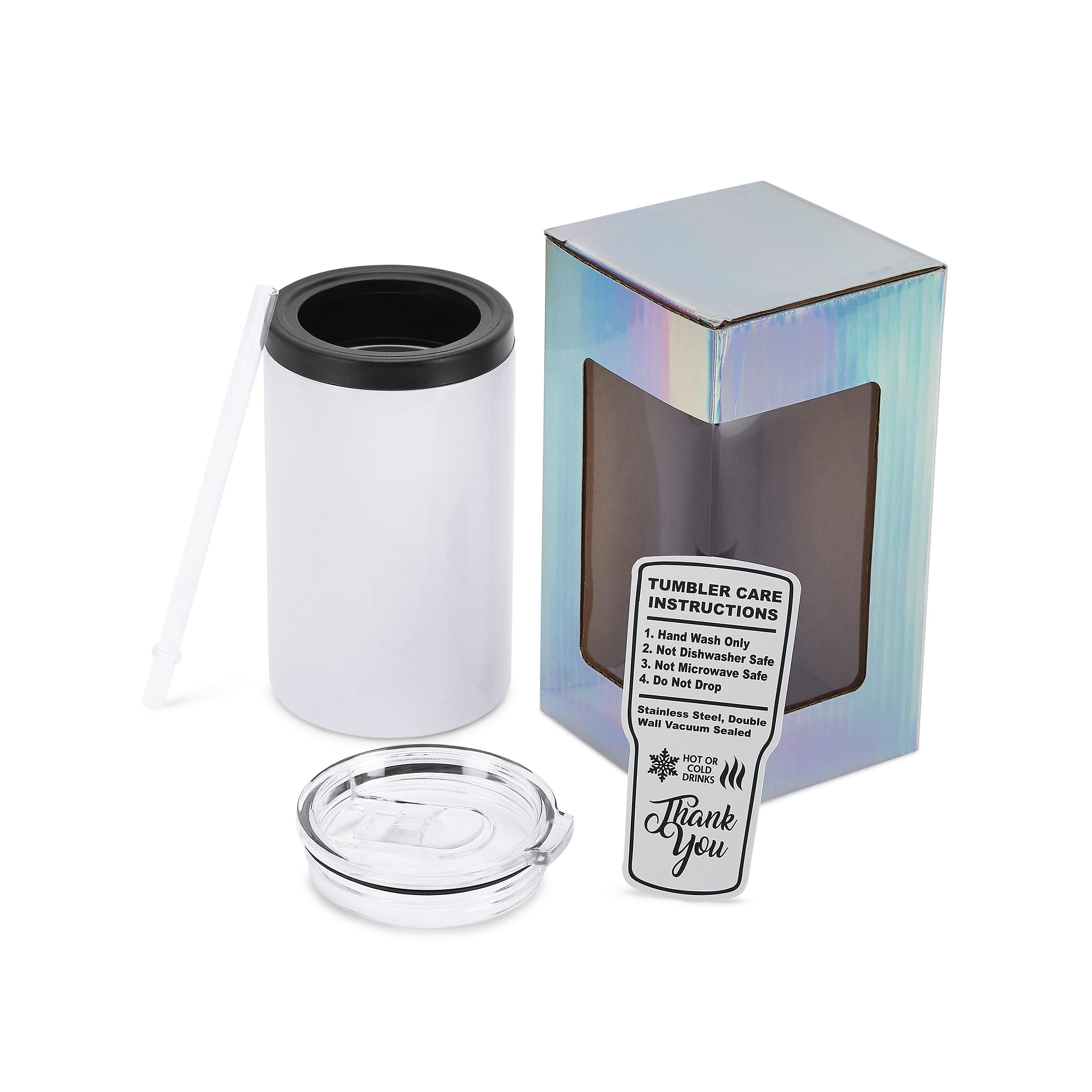 Makerflo 12 oz Thick Duozie Sublimation Blank Tumbler Pack of 25 with Lid & Straw - DIY Customizable Cup for Sublimation, Epoxy, UV DTF, Vinyl & Laser Engraving - Perfect for Personalized Gifts, Promotions, Home & Office Use