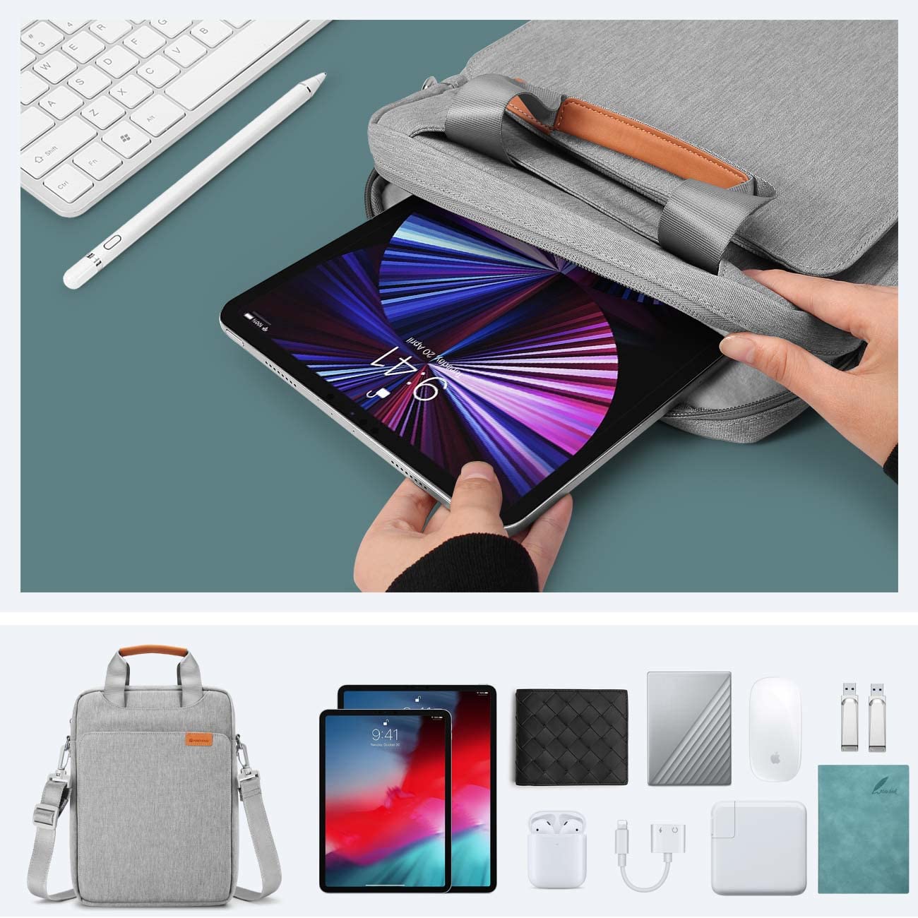 NIDOO 13 Inch Laptop Shoulder Bag for MacBook Pro M2 M1, MacBook Air M2, iPad Pro, Surface Pro X 8 & More - Slim Vertical Laptop Sleeve Case for Business Travel, Work Commute & College Students