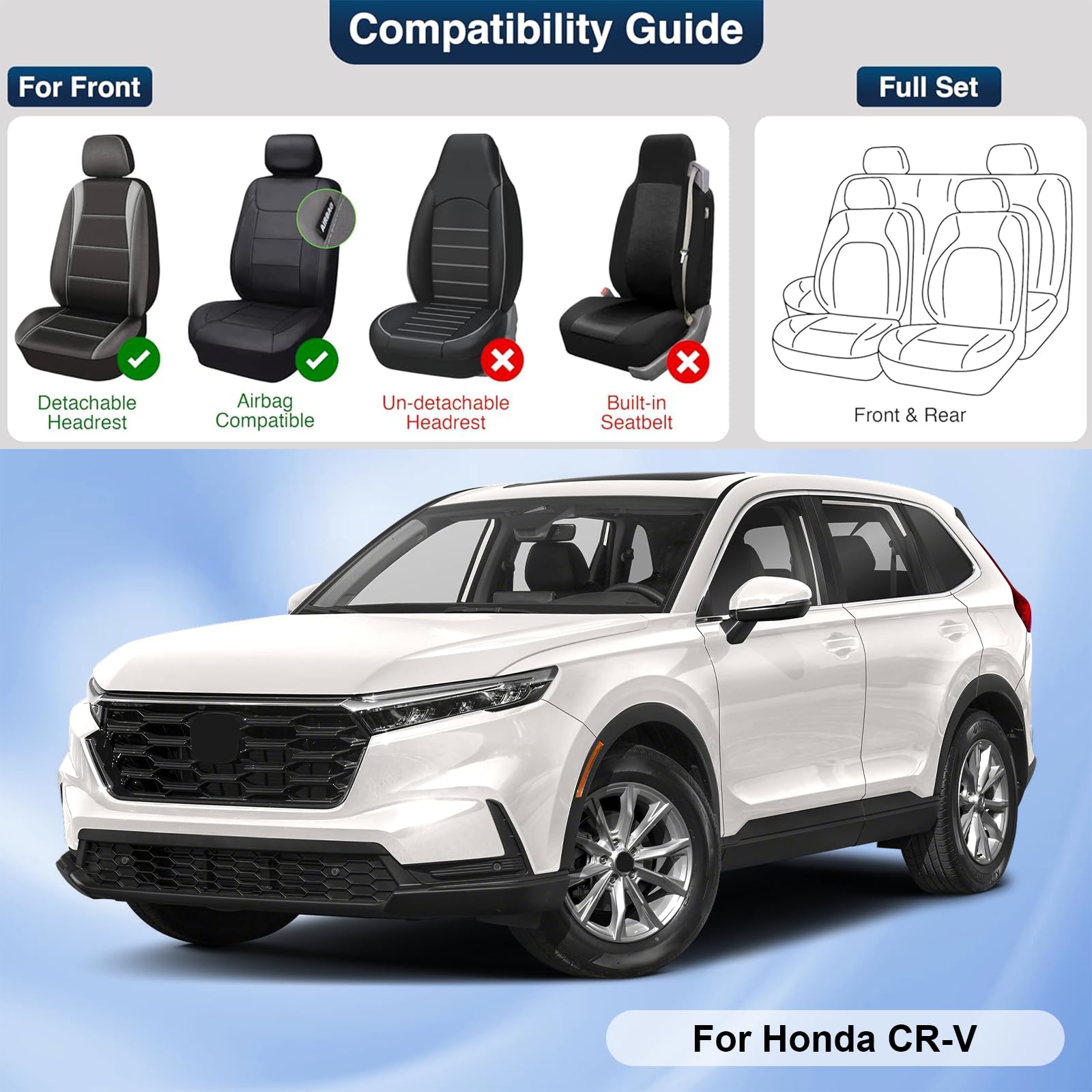 Premium Leather Car Seat Covers for Honda CR-V 1997-2025 | Universal Anti-Slip Design Fits Most Cars, Sedans, SUVs & Trucks (Black & Red) | Durable Protection & Comfort for Daily Commute, Road Trips & Family Travel