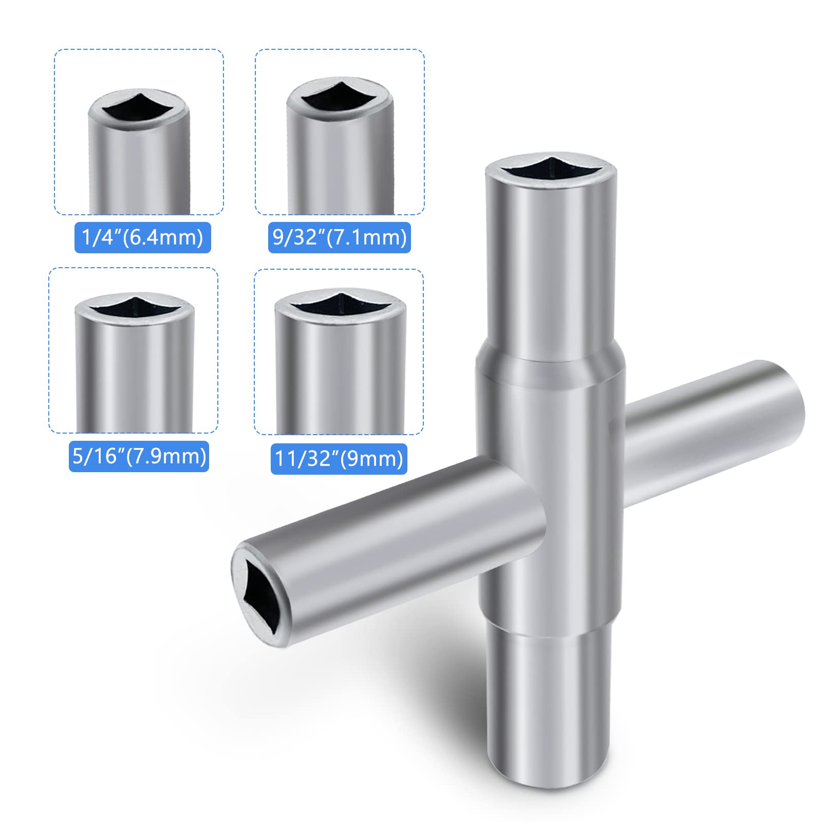 4-Way Sillcock Key - Heavy Duty Steel Cross Wrench for Water/Gas/Electric Meter Boxes - Universal Multi-Functional Tool for Plumbers & Electricians - Perfect for Utility Access, Emergency Repairs & Outdoor Maintenance