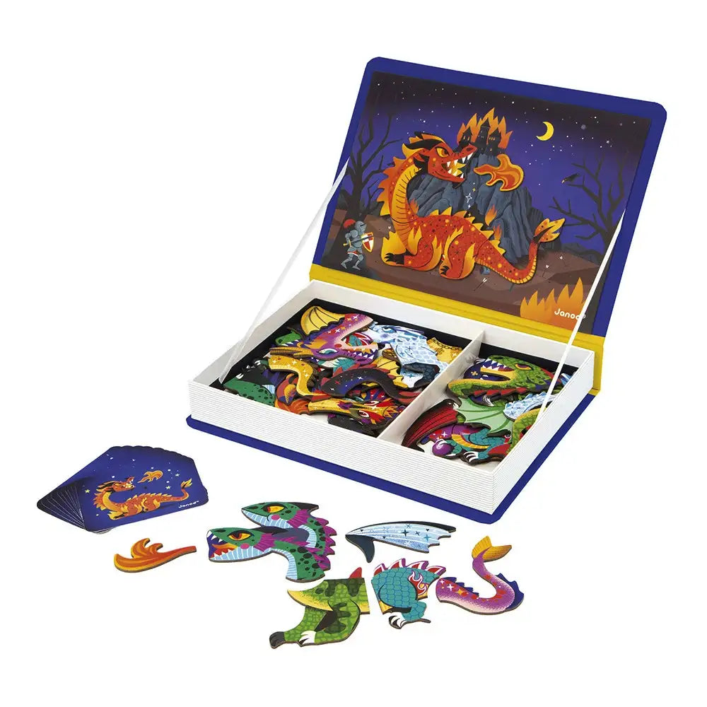 Janod Magnetibook Dragons - Magnetic Storytelling Toy for Kids, Creative Play & Learning Activity, Perfect for Travel & Home Playtime
