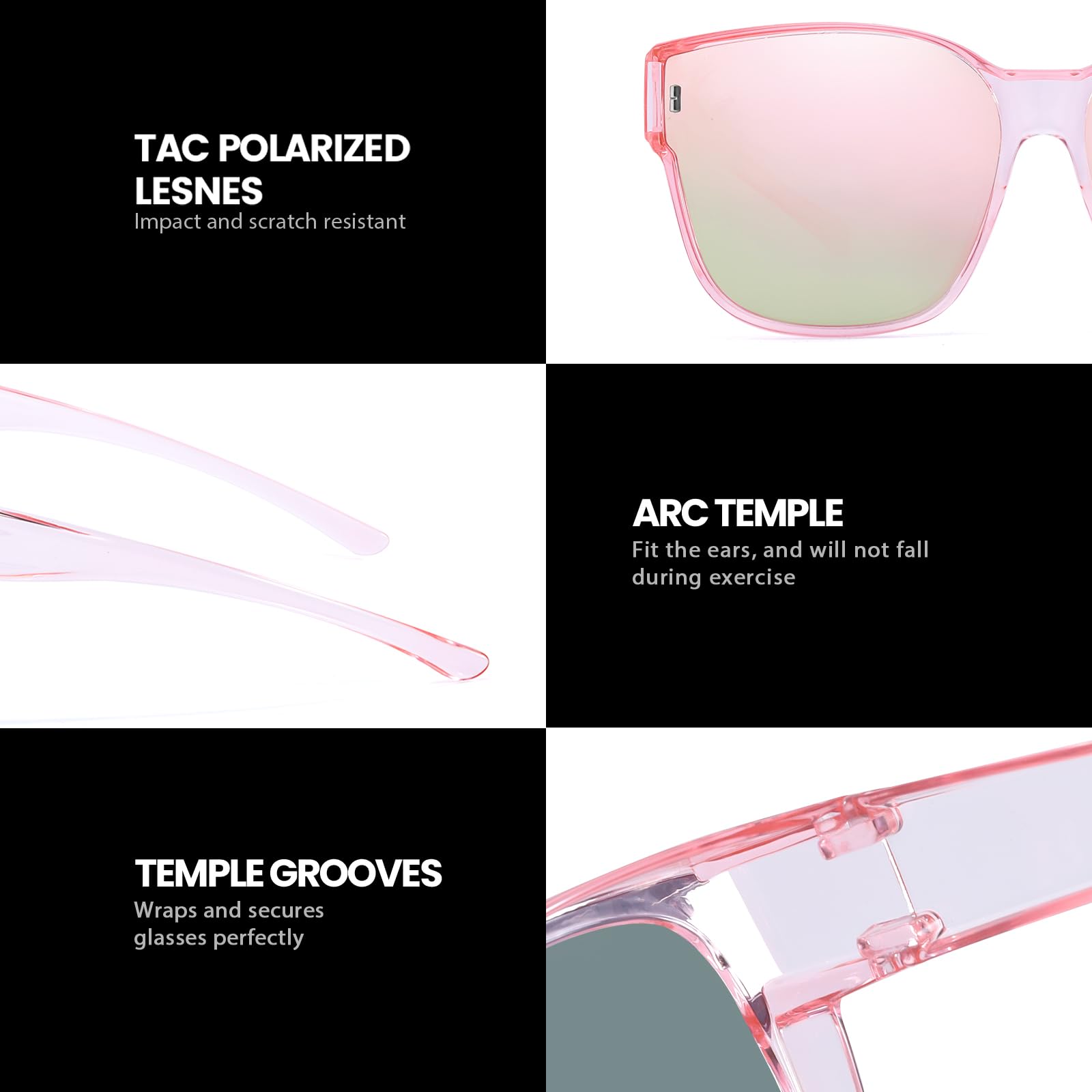 Xfeel Polarized Sunglasses for Women - Fit Over Prescription Glasses with UV400 Protection - Stylish & Comfortable for Driving, Outdoor Activities & Daily Wear