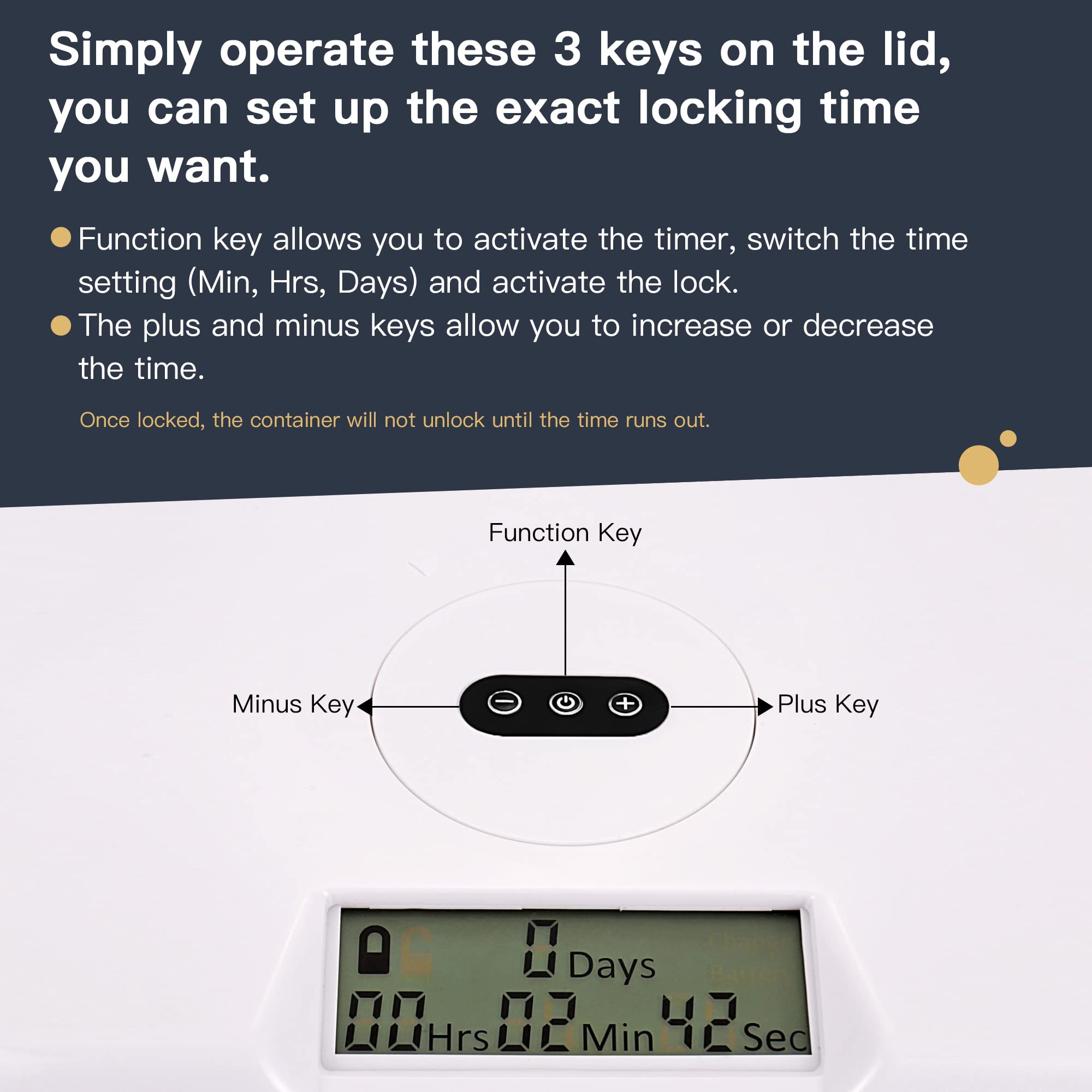 Time Lock Box with Timer - Secure Phone Lock Box for Cell Phones, Snacks & Valuables | Portable Time Locking Container for Kids, Students & Adults | Perfect for Focus, Dieting & Productivity