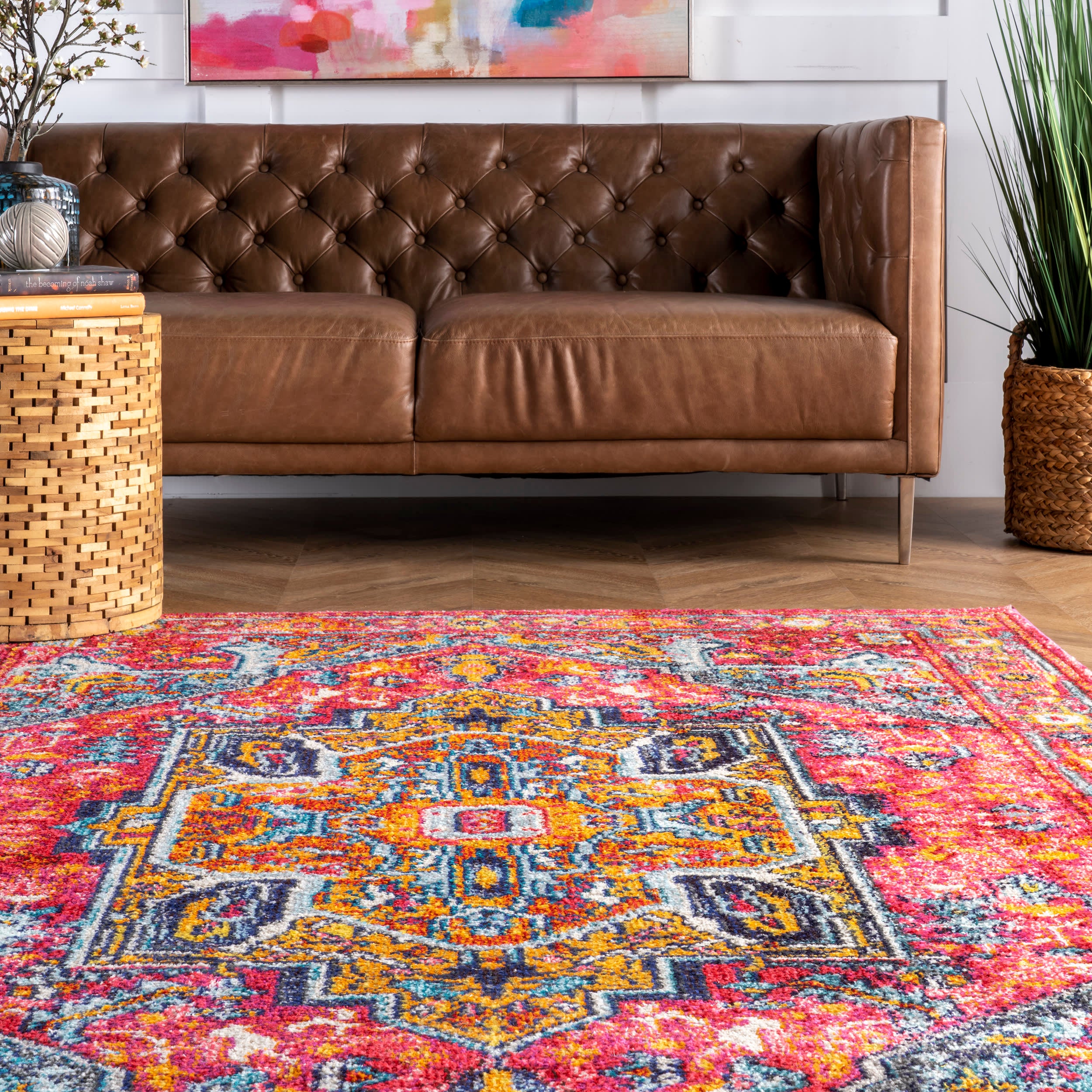 Cartouche Medallion Rug | Pink Oriental Area Rug | Perfect for Living Room, Bedroom & Home Decor