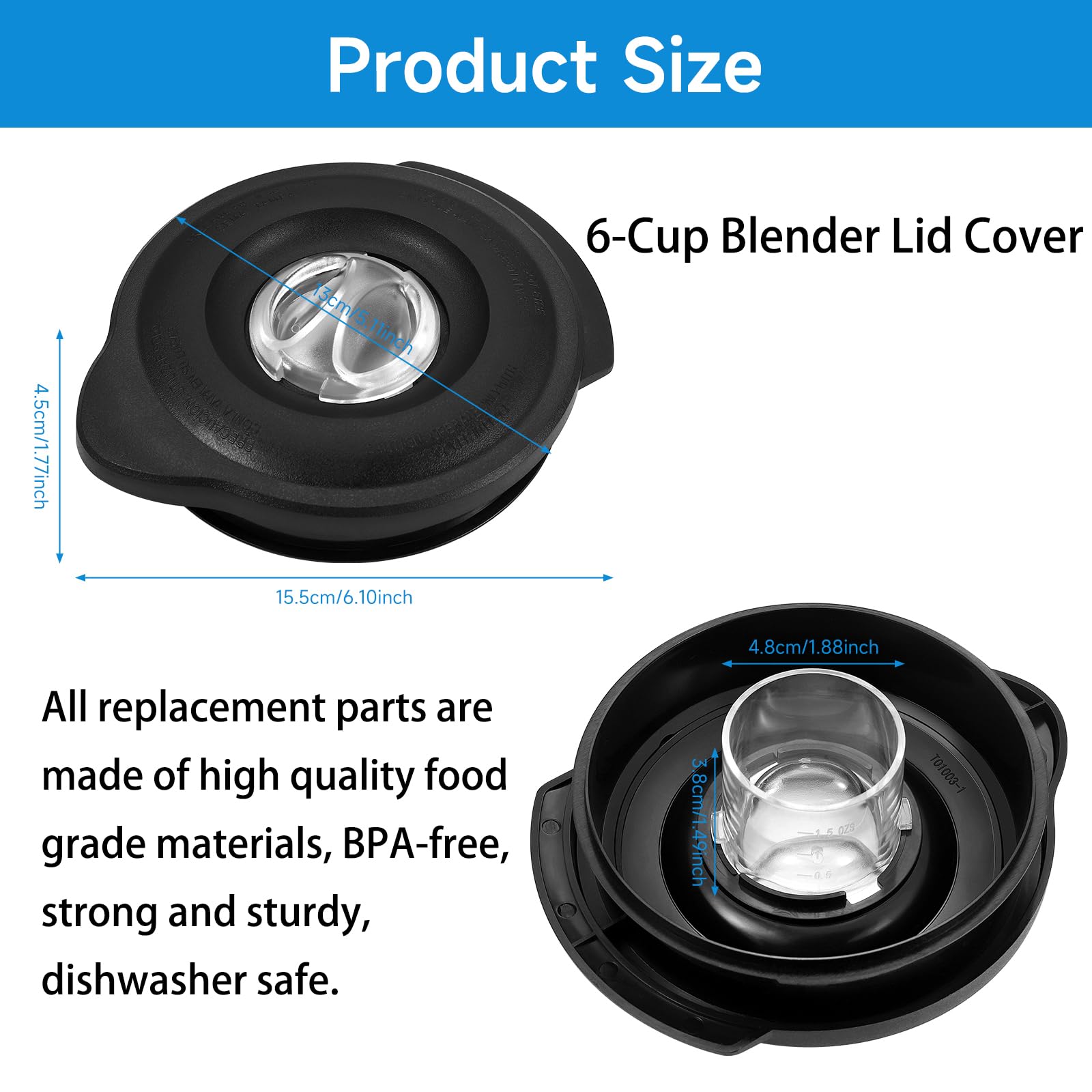 6-Cup Blender Lid Cover Replacement for Os-ter Blender Jar 124461-000-000 & 178891-000-000 - Compatible with Os-ter Pro 1200 Blenders - Perfect for Smoothies, Shakes, and Food Prep