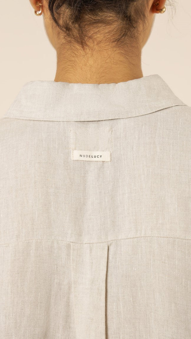 Lounge Linen Longline Shirt for Women - Natural Loose Fit Casual Button Down Shirt - Perfect for Beach Cover Up, Summer Outfits & Boho Style