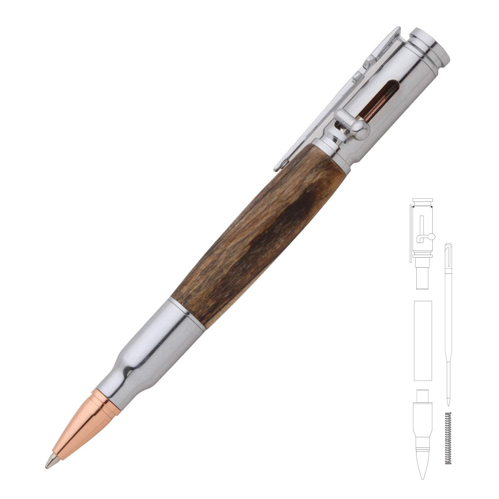 Penn State Industries PKCP8010 Bolt Action 30 Cal Ballpoint Pen Kit - Chrome Finish Wood Turning Project (10-Pack) - Perfect for DIY Gifts, Woodworking Projects & Pen Making Enthusiasts
