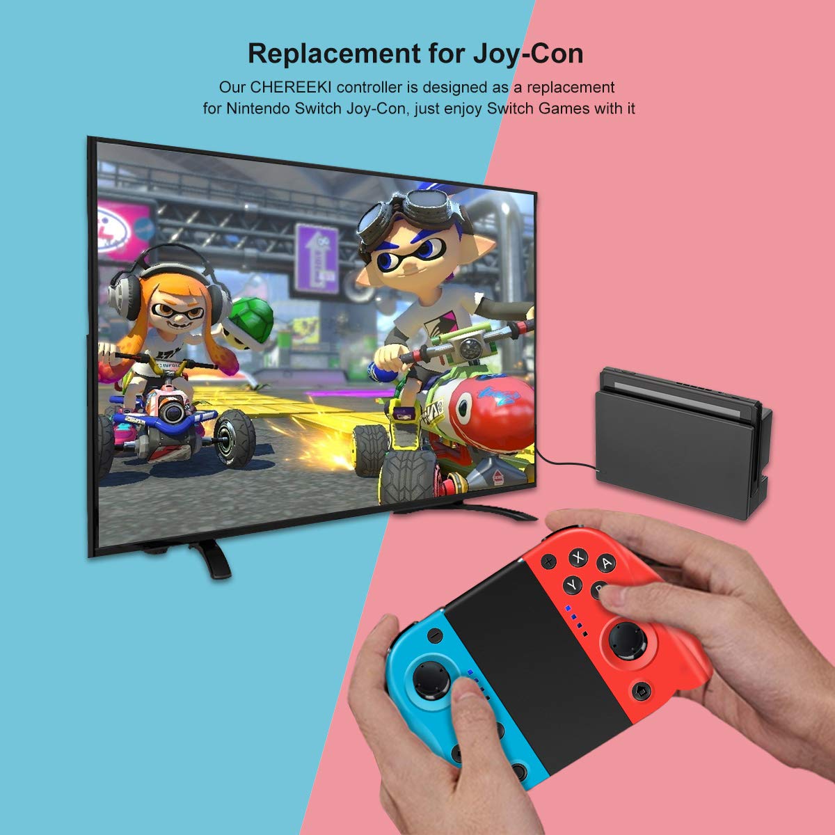 Wireless Switch Controller with Dual Shock & Gyroscope - CHEREEKI Pro Gamepad for Nintendo Switch | Perfect for Mario Kart, Zelda & Multiplayer Gaming
