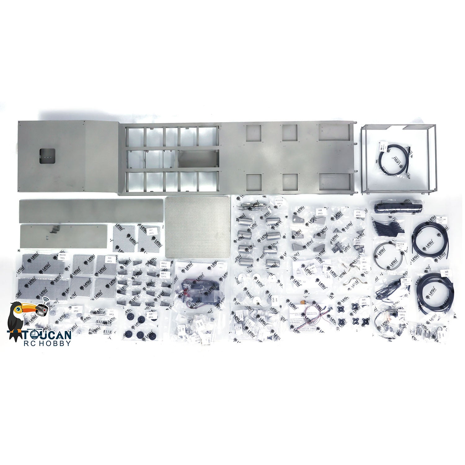 LESU 1/14 Scale Metal RC Tractor Trailer Kit - Hydraulic Radio Control Truck with Lifting Tailgate for Hobbyists | Perfect for RC Construction Play & Model Truck Collecting