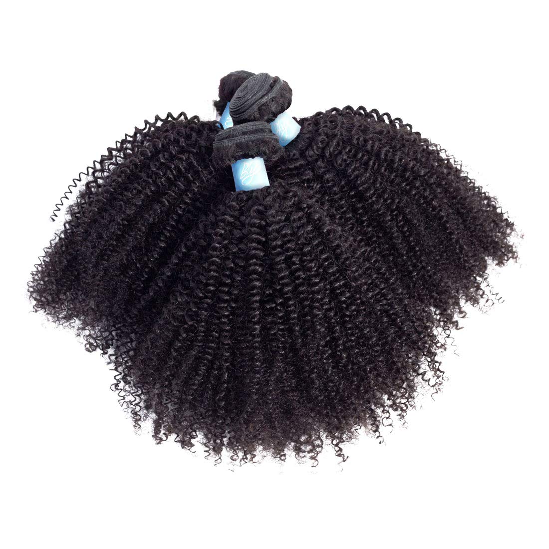 BLY 7A Mongolian Afro Kinky Curly Boho Human Hair Extensions - 3 Bundles Unprocessed Weft for African American Women (20/22/24 Inch) | Natural Black Color | Perfect for Protective Styles, Box Braids & Boho Chic Looks