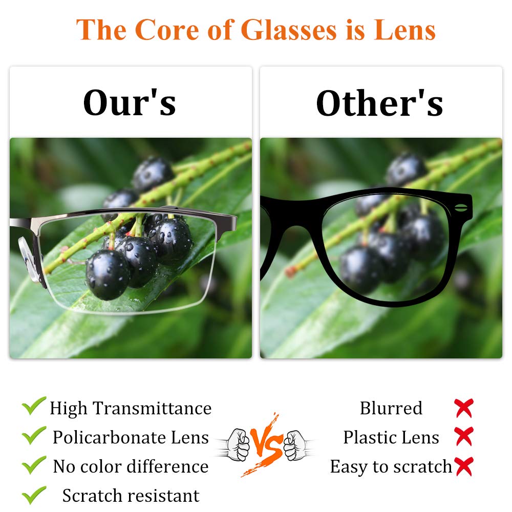 Blue Light Blocking Reading Glasses for Men - 1.75 Magnification Metal Frame Readers - Perfect for Computer Work, Reading & Screen Time