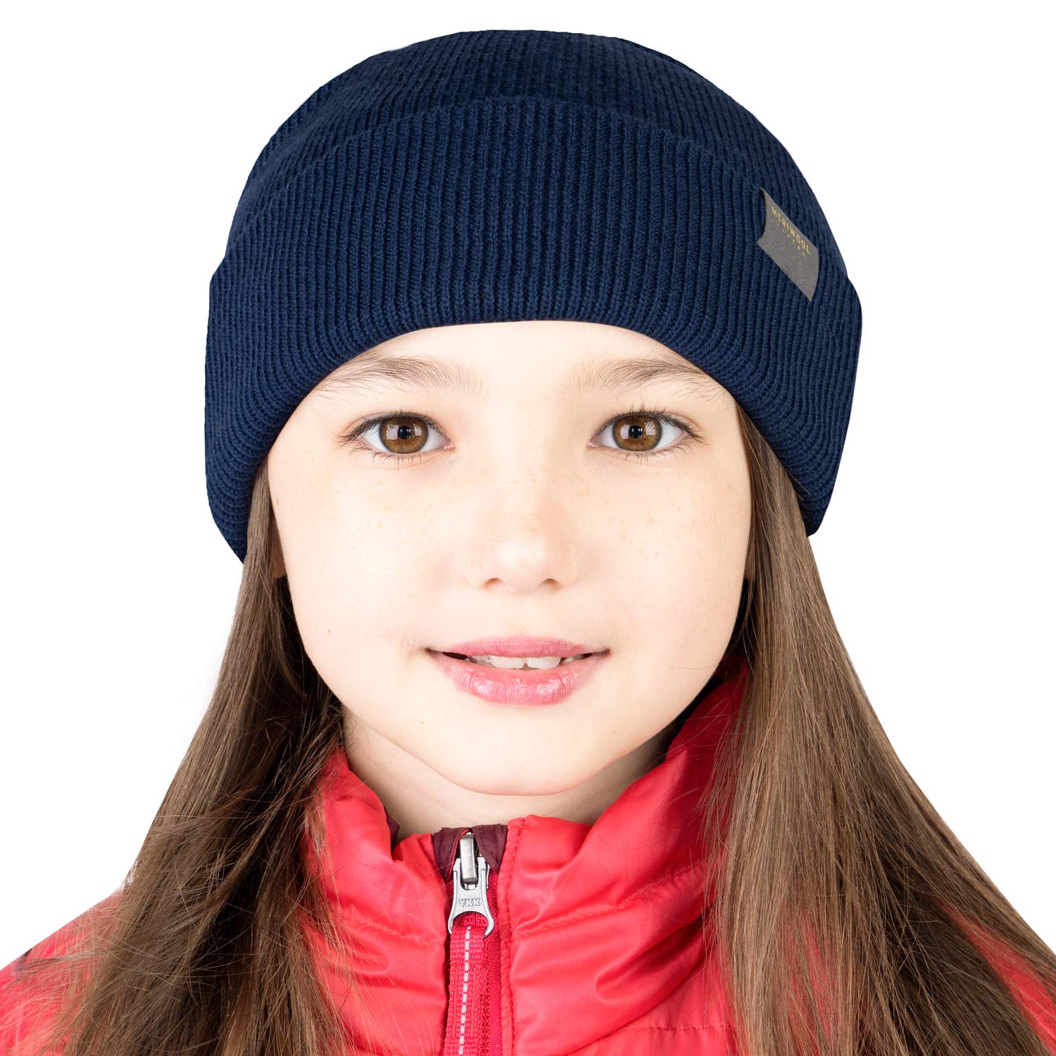MERIWOOL Kids’ Beanie - Soft Merino Wool Ribbed Knit Winter Hat for Boys & Girls - Warm & Cozy Cold Weather Accessory for Outdoor Play, Skiing & Snow Activities