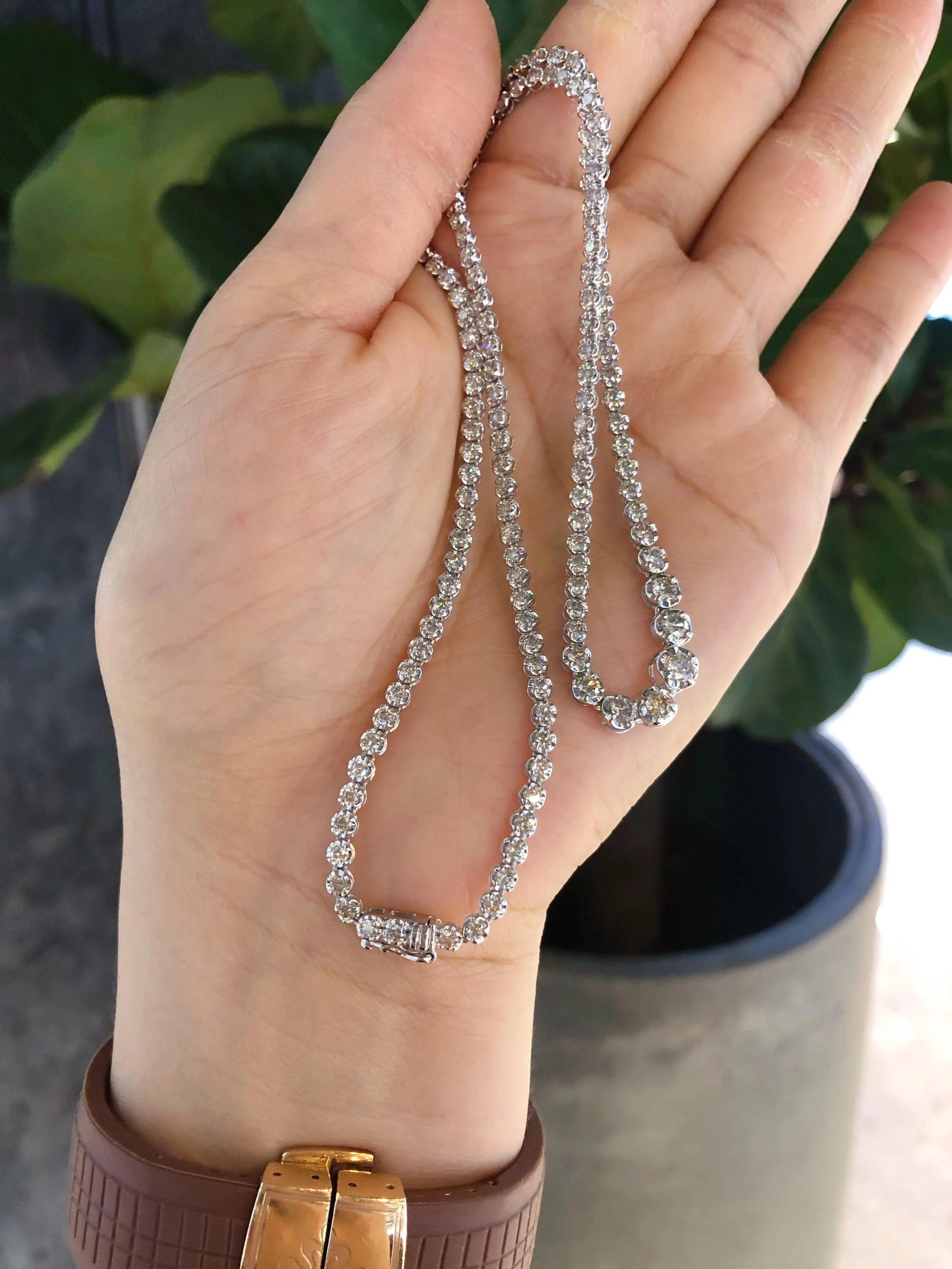 18K White Gold Real Diamond Tennis Necklace for Women - 6.0ct 42CM Luxury Jewelry Gift (Au750) | Perfect for Senior Parties, Weddings & Special Occasions