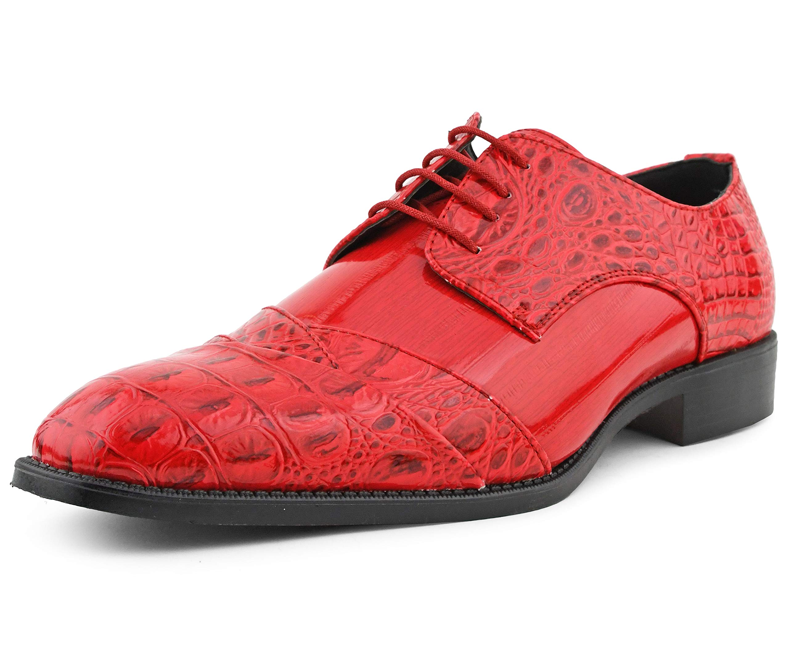 Bolano Bandit Men's Cap Toe Oxford Dress Shoes - Alligator Print Formal Shoes for Business & Weddings - Premium Croc Folded Oxfords for Office, Parties & Special Occasions