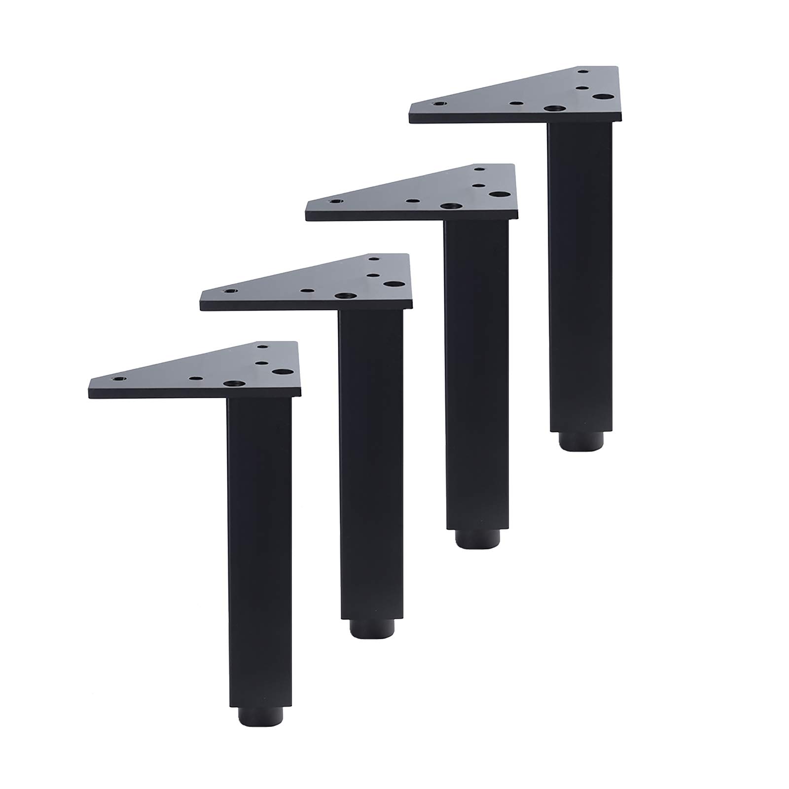 Modern Adjustable Aluminum Alloy Furniture Legs with Mounting Screws - Set of 4 Black (10cm/3.94in) for Coffee Table, Cabinet, Cupboard, Sofa & Chair - Durable Metal Feet for Home & Office Furniture Upgrade