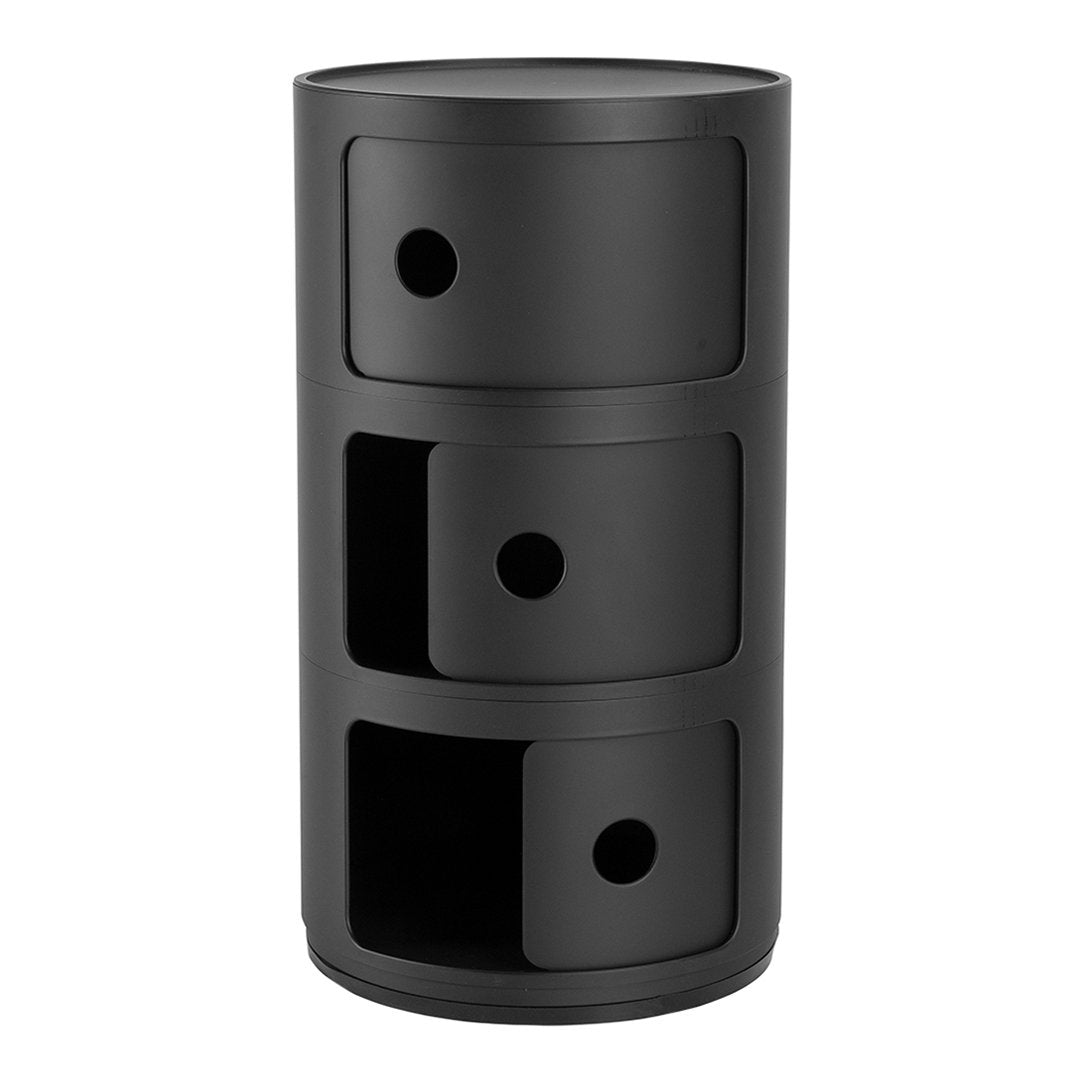 Componibili Round 3-Door Storage Tower - Modern Modular Organizer for Bedroom, Living Room & Office - Space-Saving Furniture Solution