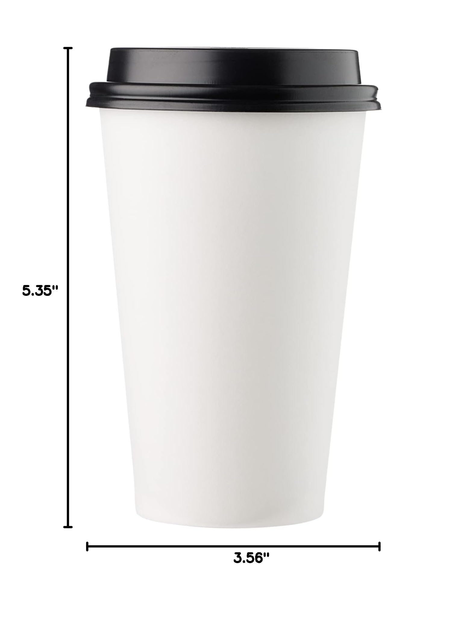 1000 Pack 16 oz White Disposable Paper Cups with Black Lids - Hot & Cold Drink Cups for Coffee, Tea, Cocoa, Latte - Perfect for Cafes, Offices, Parties, and Events