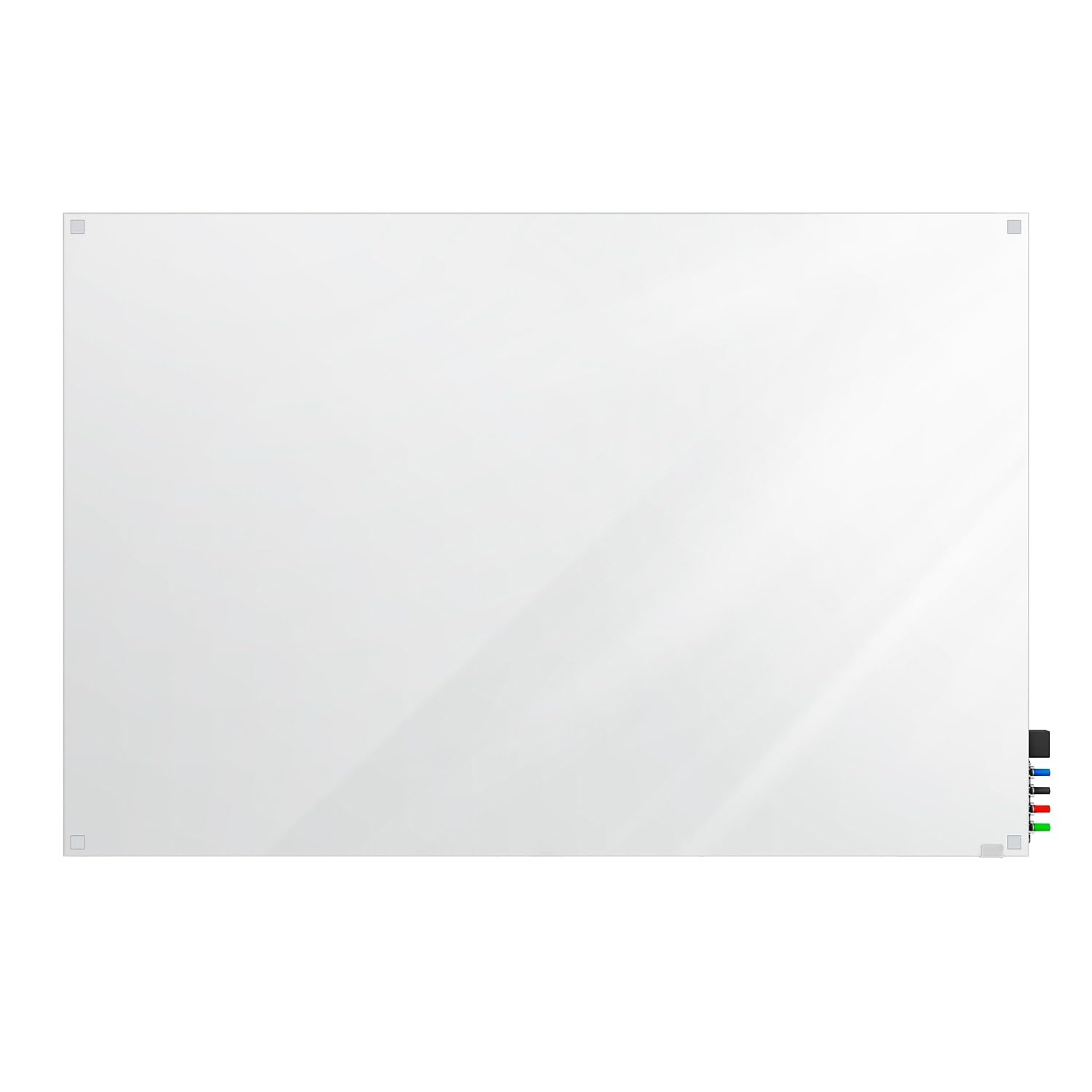 2'x3' Harmony Glass Whiteboard with Square Corners - Includes 4 Markers & Eraser - Perfect for Home Office, Classroom & Conference Room Organization
