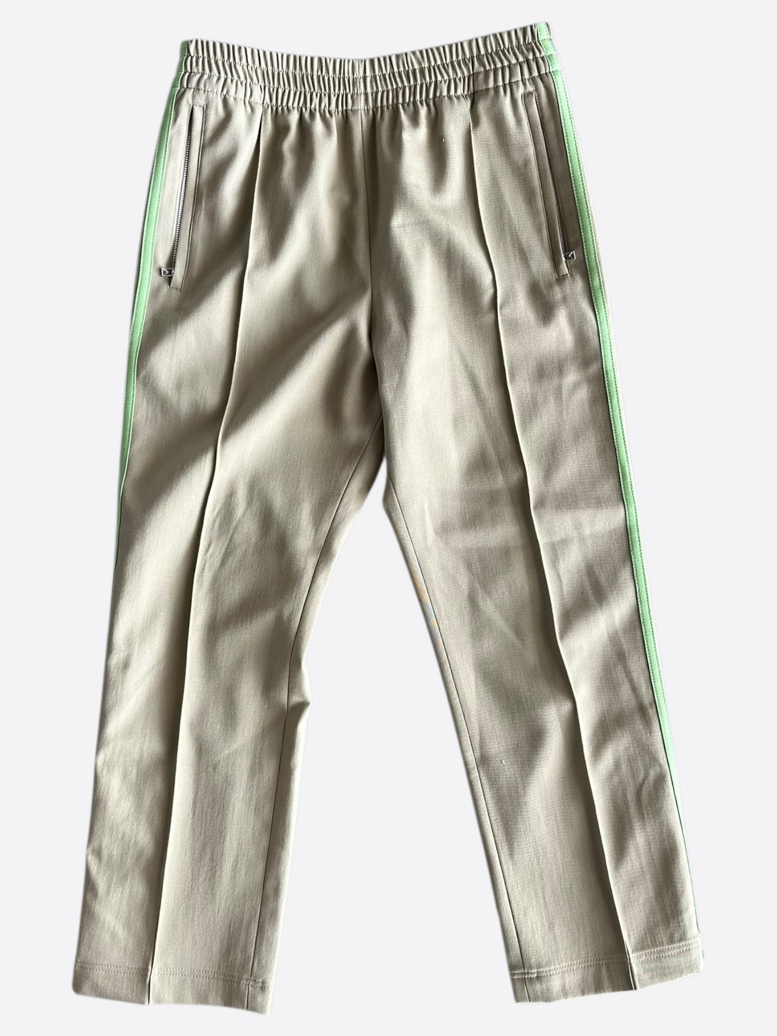 Bottega Veneta Beige & Green Striped Wool Trackpants for Men - Luxury Comfortable Casual Joggers for Travel, Lounge & Streetwear Fashion