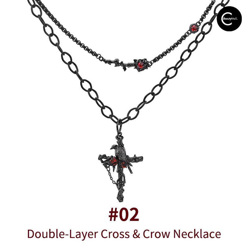 Gothic A Part Of Me Raven Muse Layered Choker Necklace for Women - Elegant Layered Chain Jewelry for Halloween, Cosplay & Dark Fashion