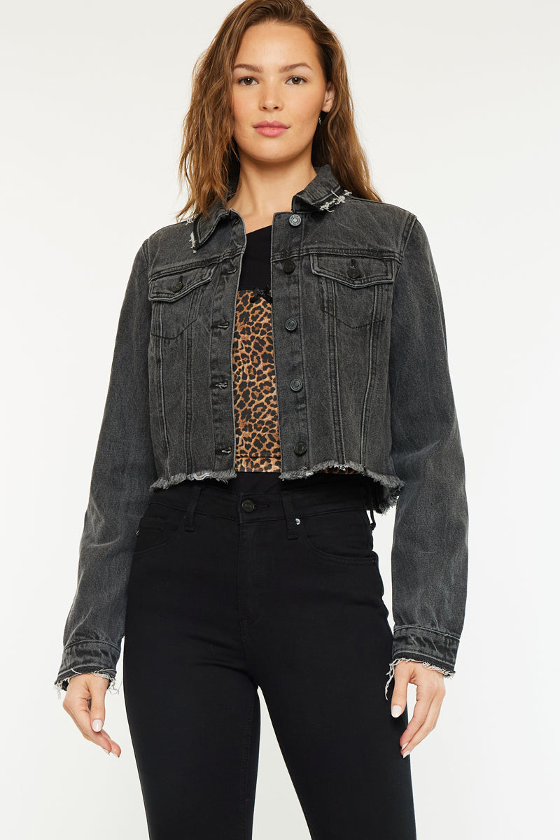 Erika Cropped Jacket for Women - Stylish Denim Outerwear with Button Front & Pockets | Perfect for Casual Outfits, Date Nights & Spring Layering