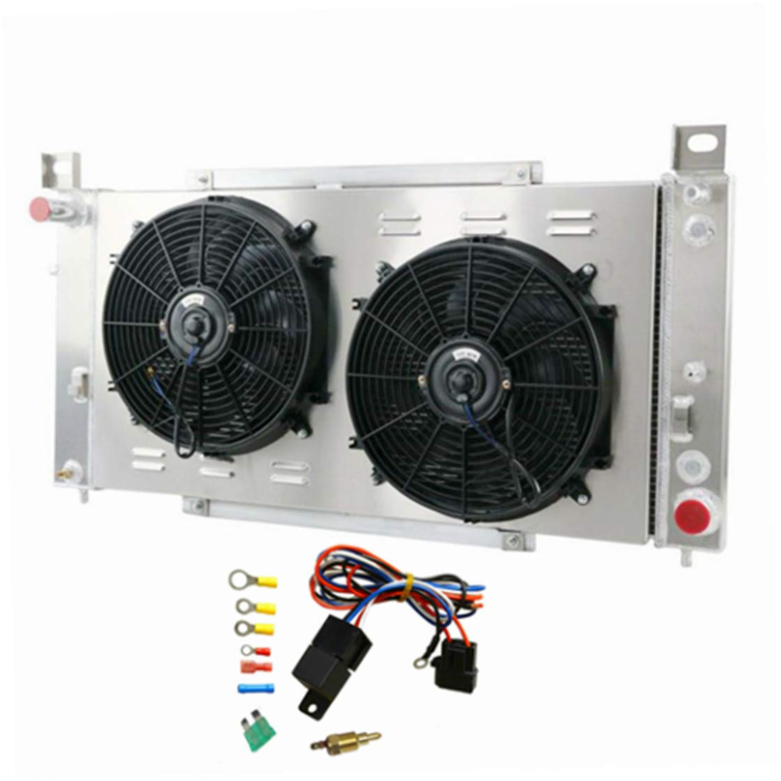 Full Aluminum Radiator with Fan Shroud & Thermostat Relay Kit for 1999-2014 GMC Chevrolet Sierra/Yukon/Silverado/Suburban 1500 2500 3500 HD - 40