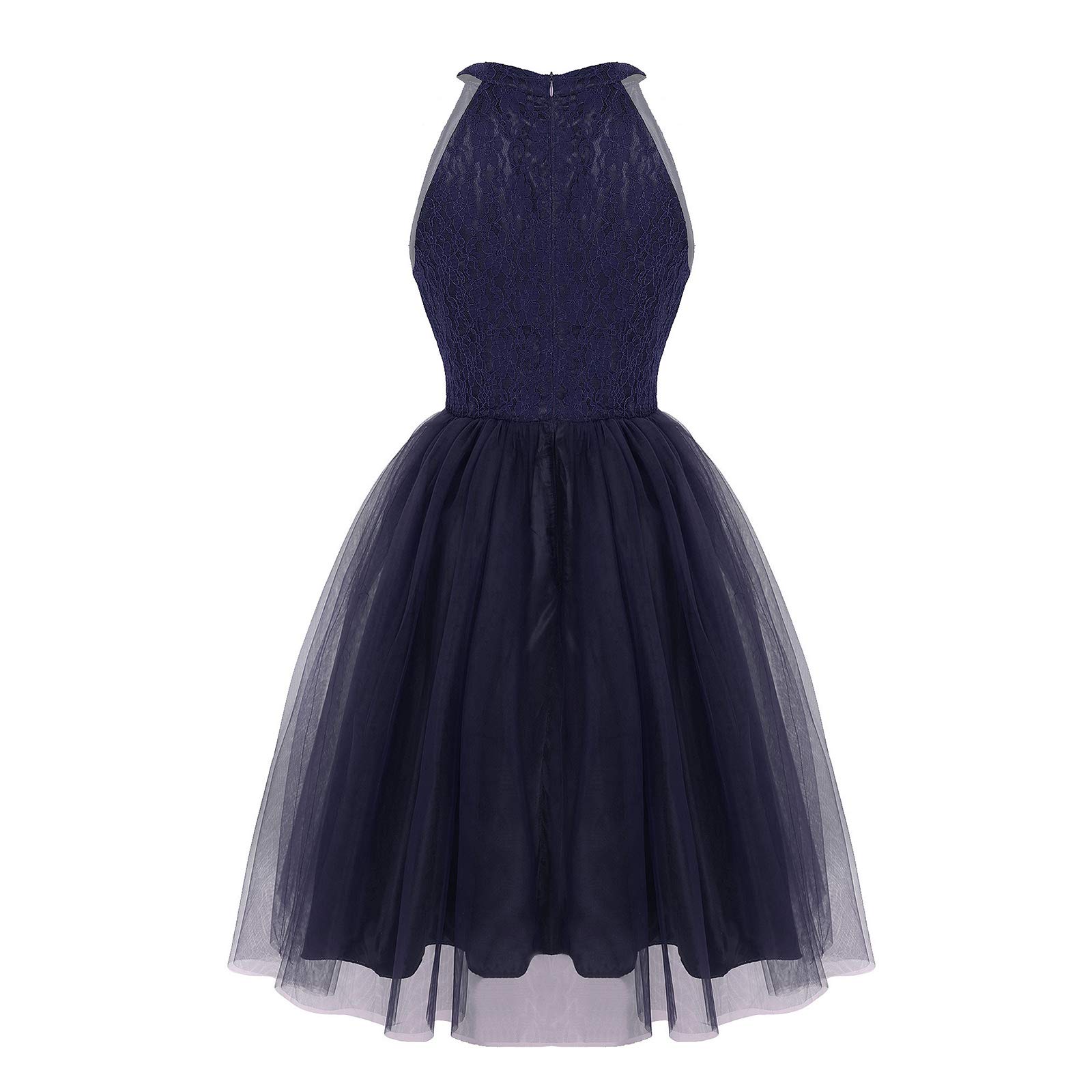 Elegant Women's Lace Floral Halter Short Formal Dress - Sleeveless Wedding & Cocktail Party Dress for Special Occasions | Perfect for Bridal Showers, Evening Events & Summer Celebrations