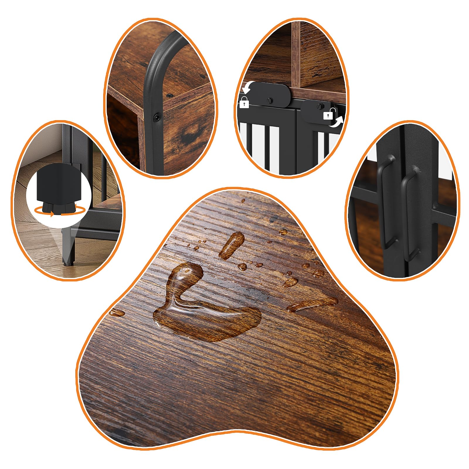 Large Heavy Duty Wooden Dog Crate with Storage Drawers - 40.5