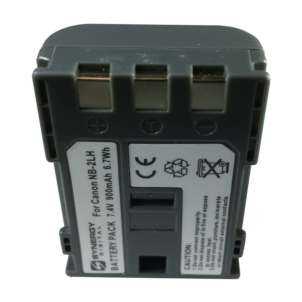 Synergy Digital Camcorder Batteries - 3-Pack Li-ion 7.4V 900mAh Replacement for Canon NB-2L & VIXIA HFR10 Camcorder | Perfect for Travel Vlogging, Family Events & Professional Video Recording