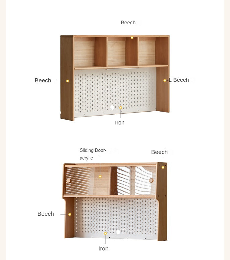 Solid Wood Study Desk with Shelf - Beech & Oak Wooden Writing Desk for Home Office, Study Room, or Library - Durable & Stylish Workspace Solution