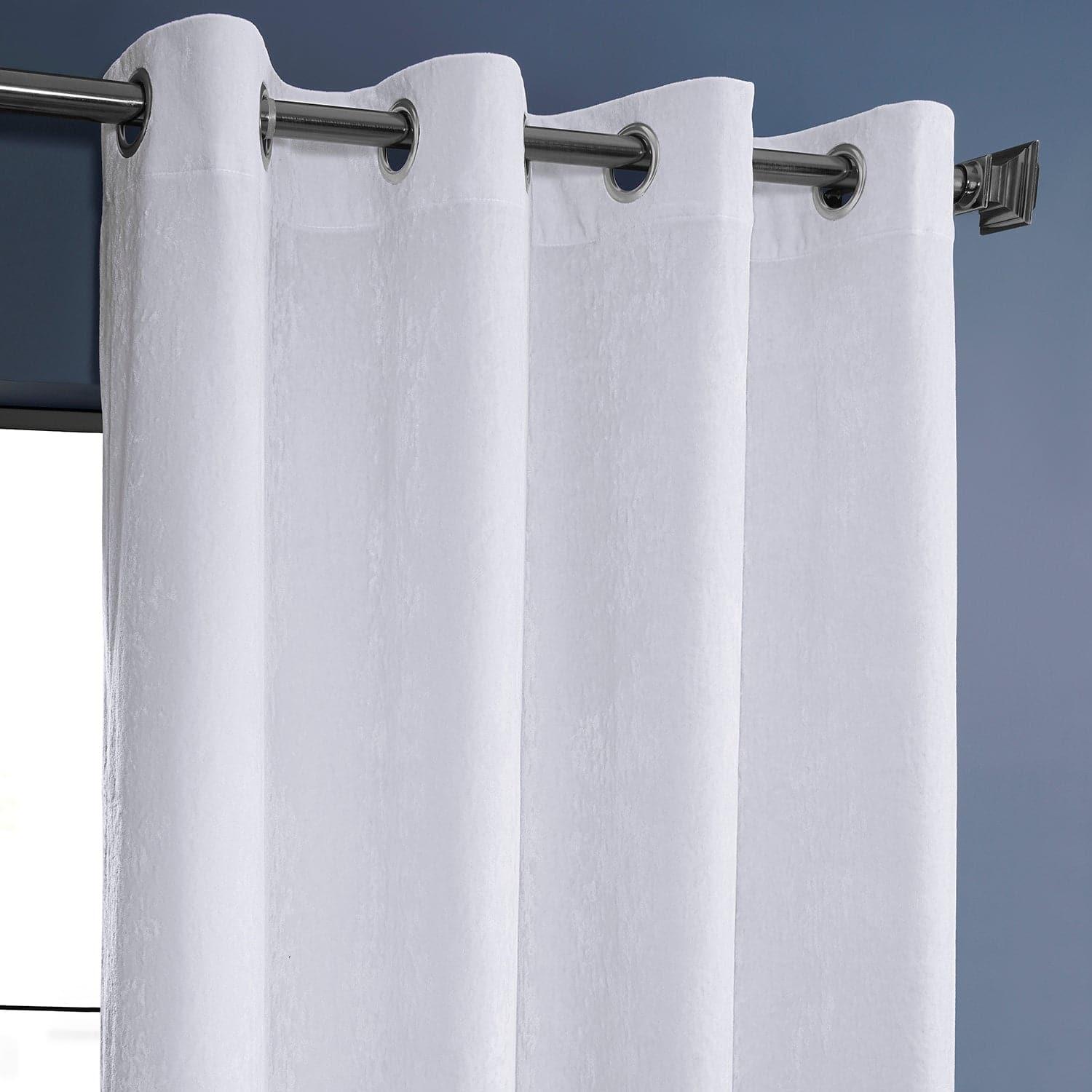 Pearl White Grommet Lush Crush Velvet Room Darkening Curtain