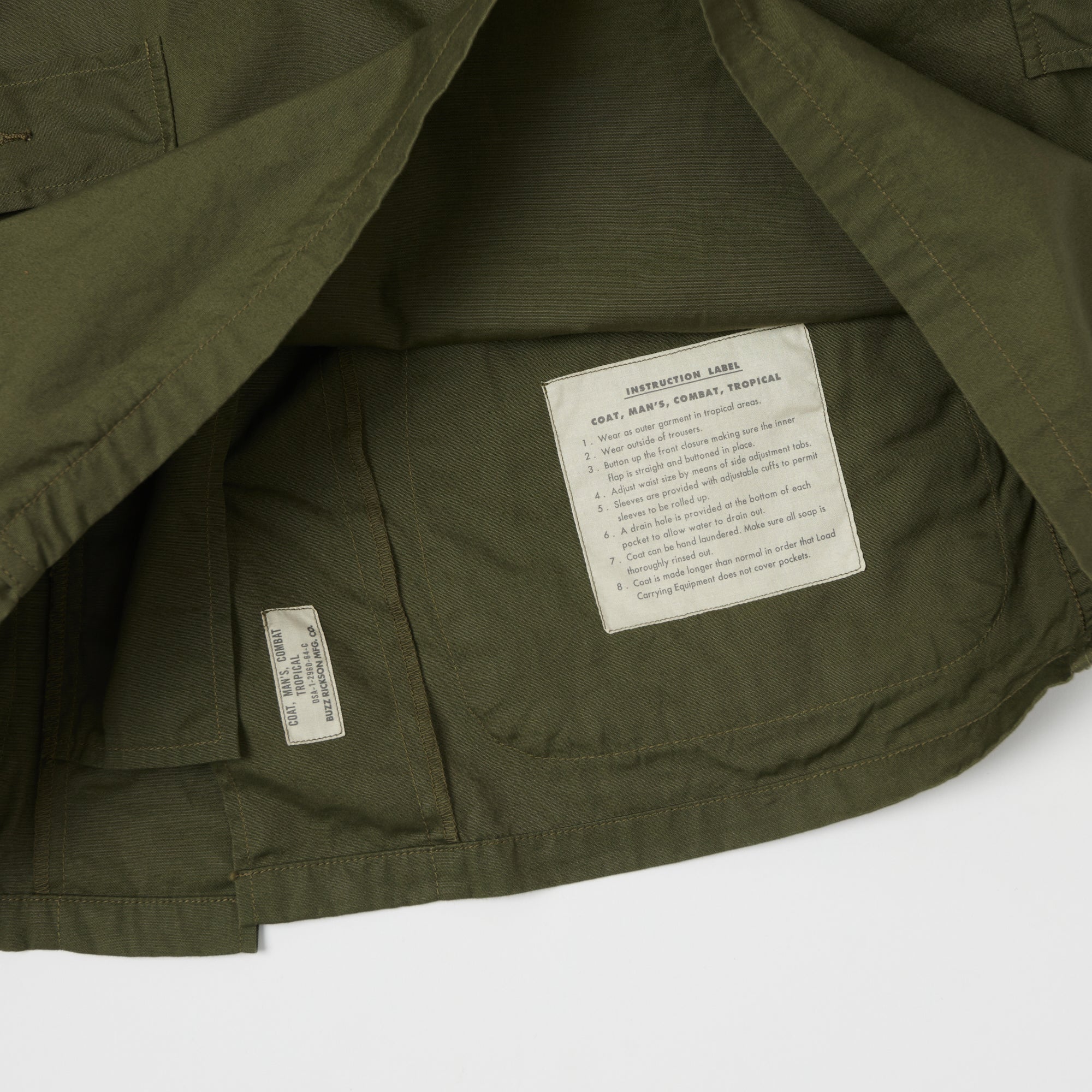 Buzz Rickson's BR12247 Tropical Combat Coat - Olive Green Military Jacket for Outdoor Adventure & Vintage Style Enthusiasts