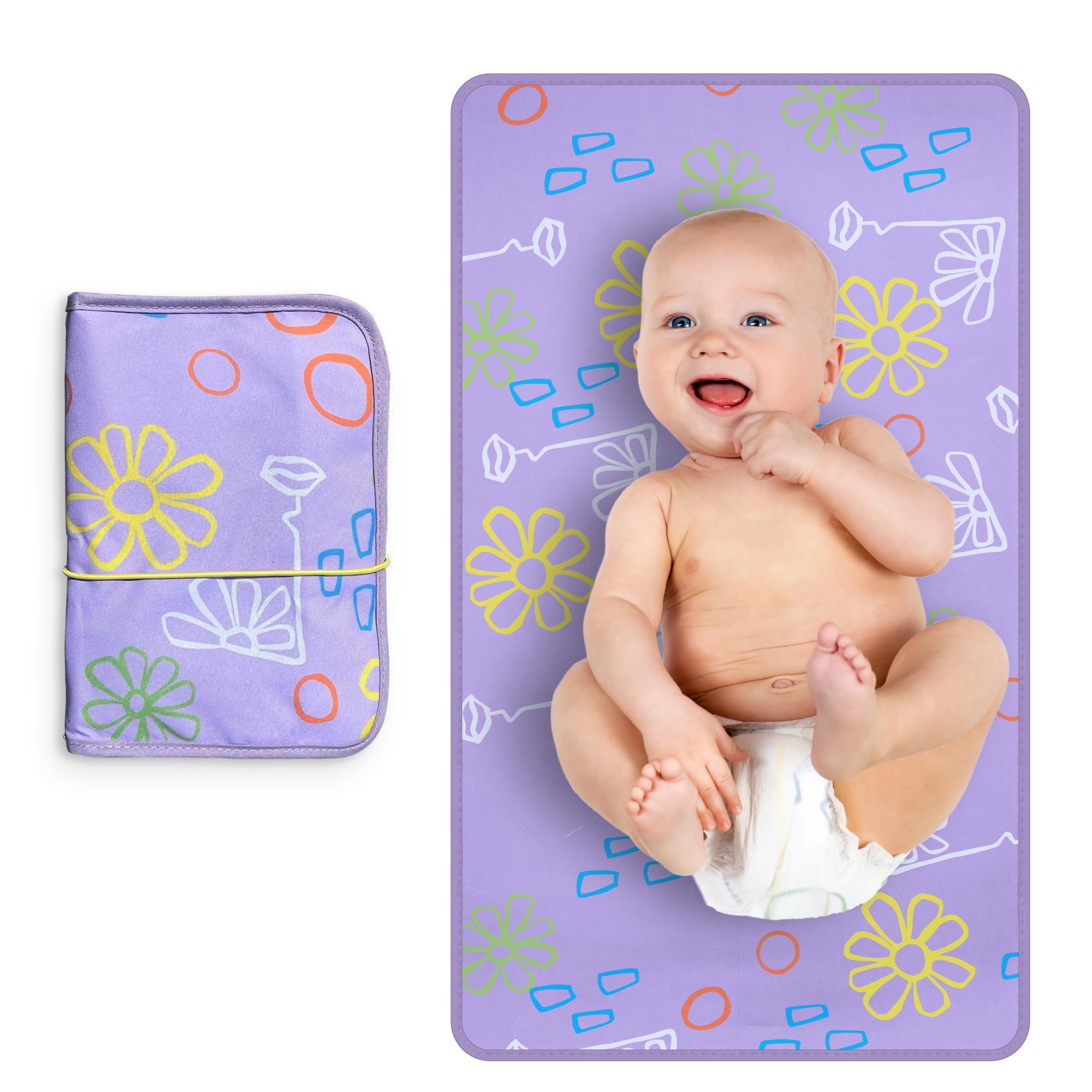 Portable Diaper Changing Pad - Foldable, Waterproof Baby Changing Mat with Wet Wipes Pouch | Travel Changing Pad for Newborns | Perfect for Diaper Bags, On-the-Go Parents & Nursery Essentials | Ideal for Home, Travel, Daycare & Outdoor Use