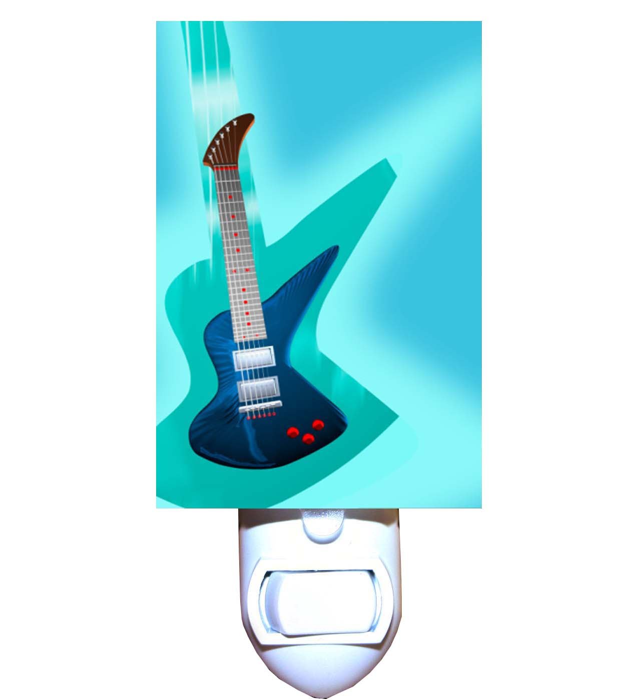 Blue Electric Guitar LED Night Light - Perfect for Bedroom, Nursery, or Music Room Decor - Dimmable Plug-in Nightlight for Kids & Adults