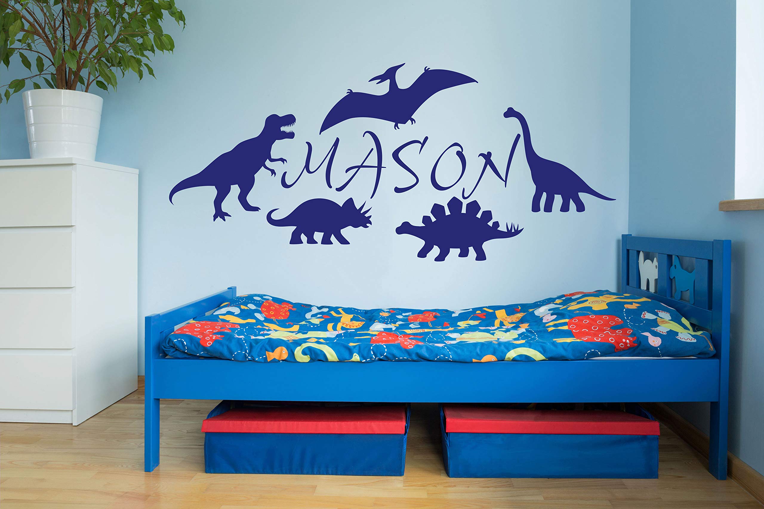 Personalized Dinosaur Name Wall Decals - Custom Vinyl Wall Stickers for Nursery & Kids Room Decor (20