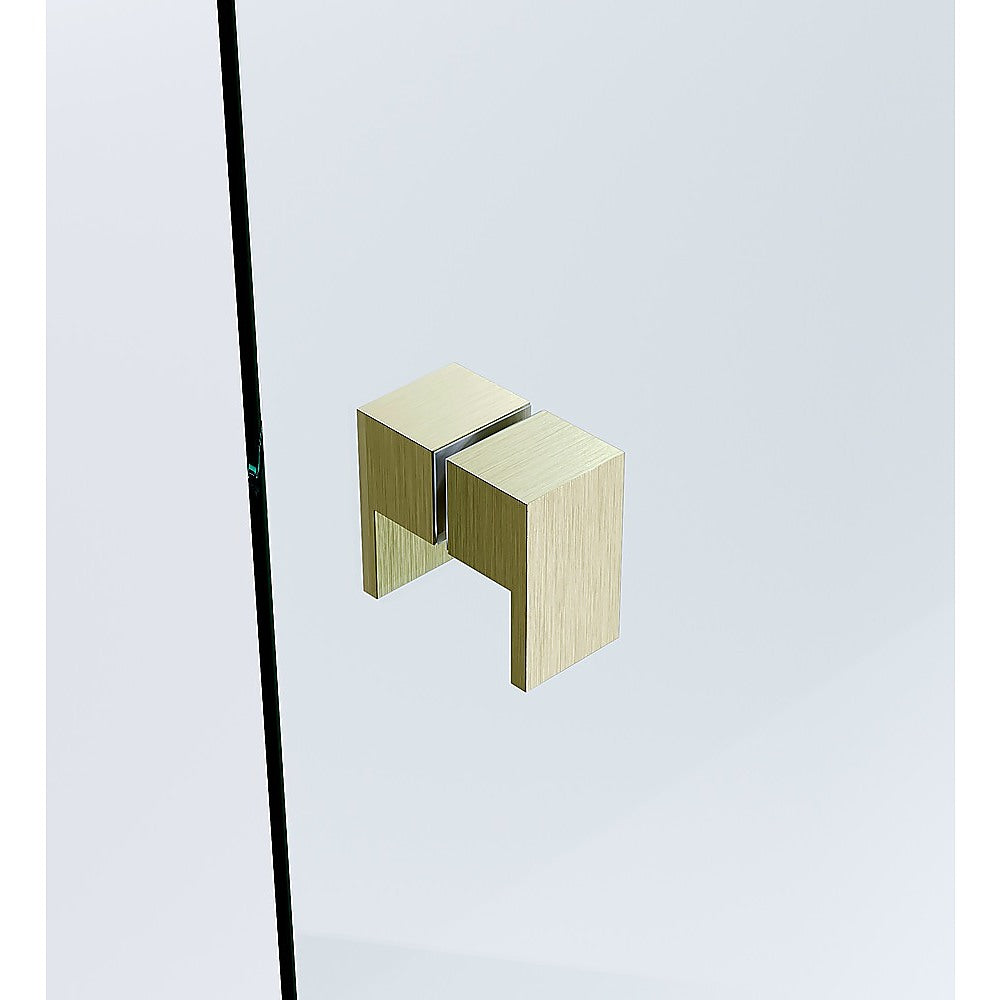 120cm Frameless Shower Screen with Gold Brackets & Stainless Steel Hinges - Square Double Pull Handle for Modern Bathroom - Waterproof Glass Partition for Walk-in Showers and Bathroom Renovations