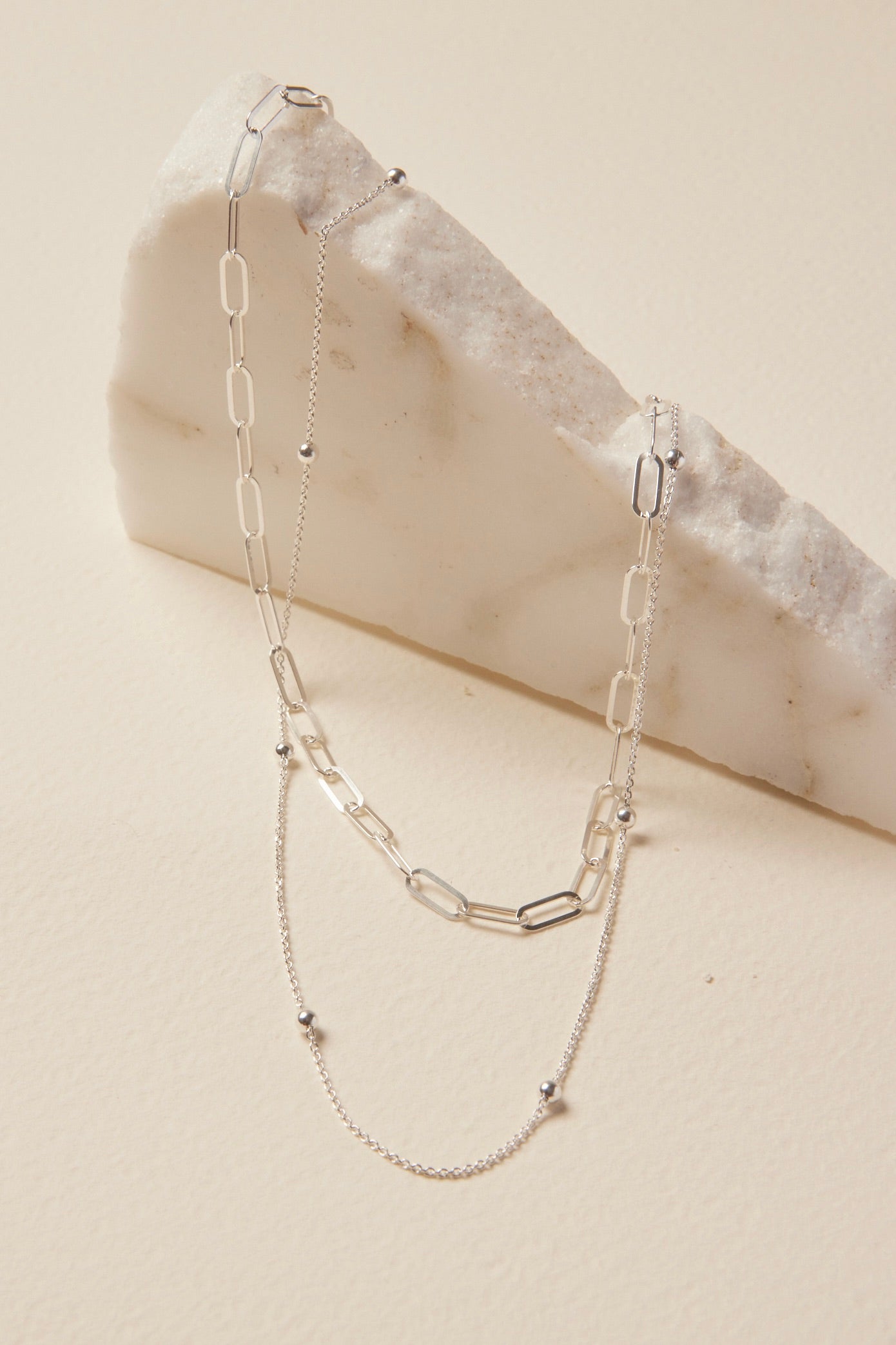 Double Link Chain EOL Silver Necklace for Women - Elegant Layered Necklace Jewelry Gift for Her - Perfect for Parties, Weddings & Everyday Wear