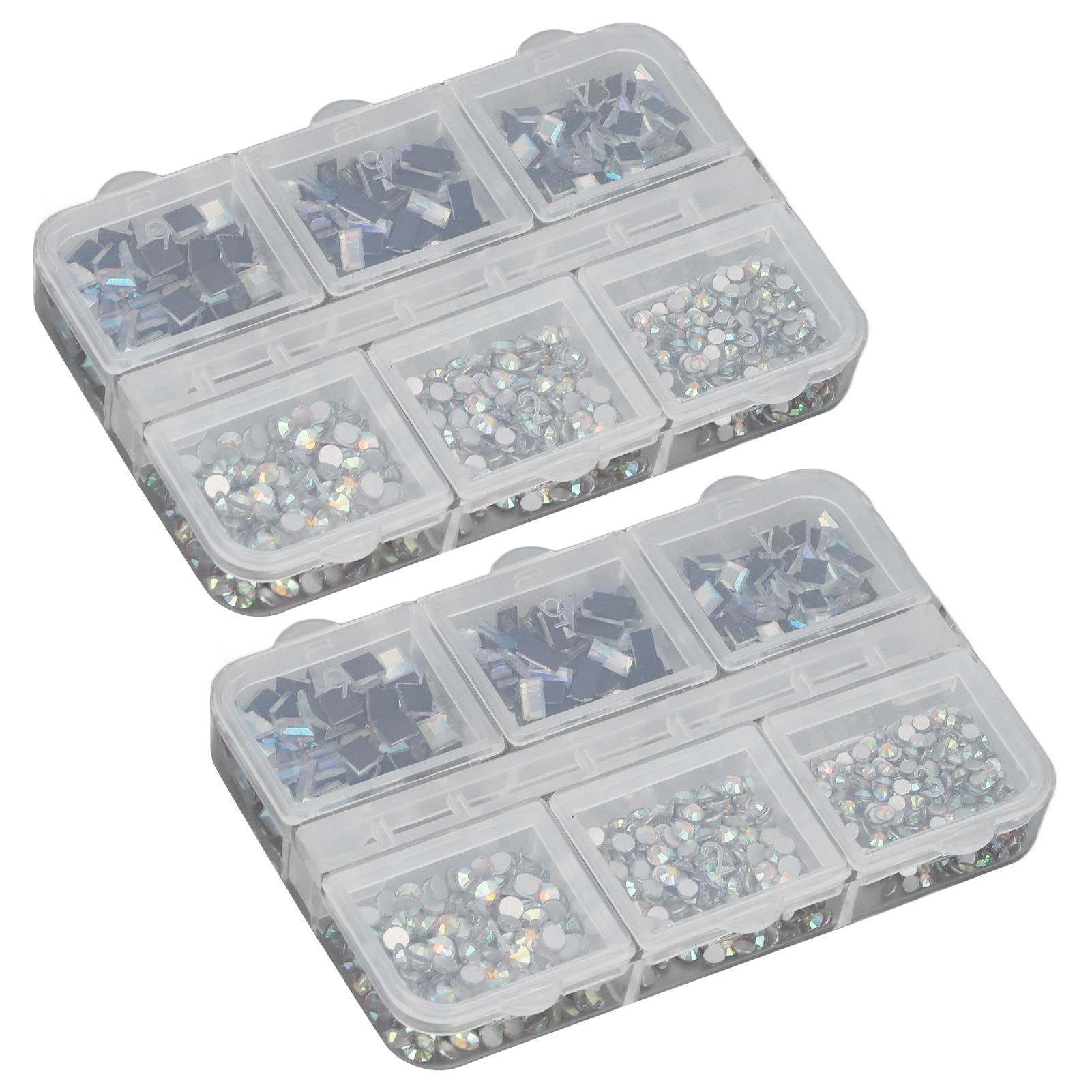 Premium Nail Art Decorations Kit - 2-Piece Flat Bottom Storage Box with Rhinestones for Professional Manicure & Nail Salon Use | Perfect for DIY Nail Design, Home Spa, and Gift Giving