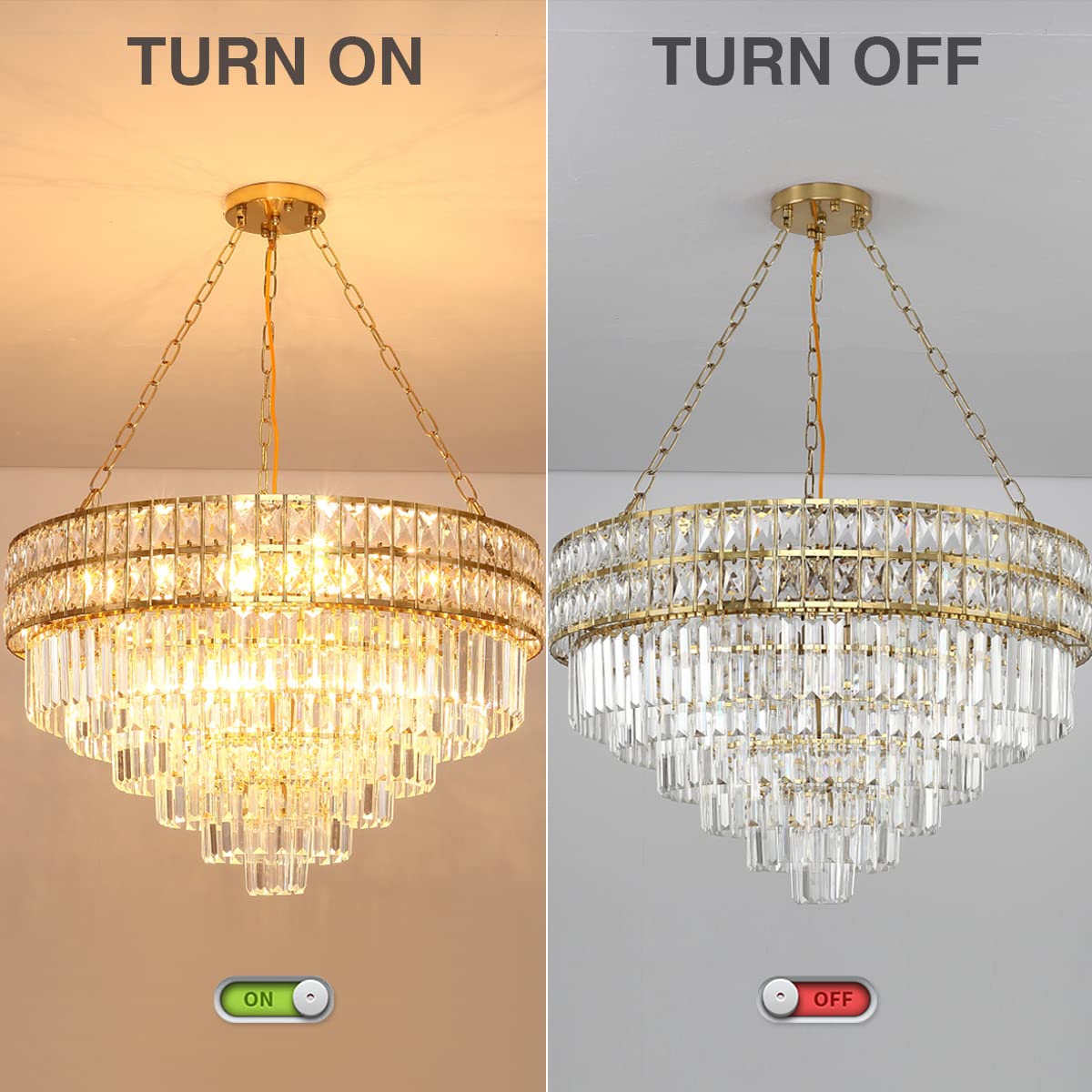 Elegant Modern Crystal Chandelier with Gold Finish - 75cm Round Pendant Light Fixture for Living Room, Dining Room & Restaurant Decor | E14 Base x 15 Lights | Perfect for Wedding Venues, Luxury Homes and Hotel Lobbies