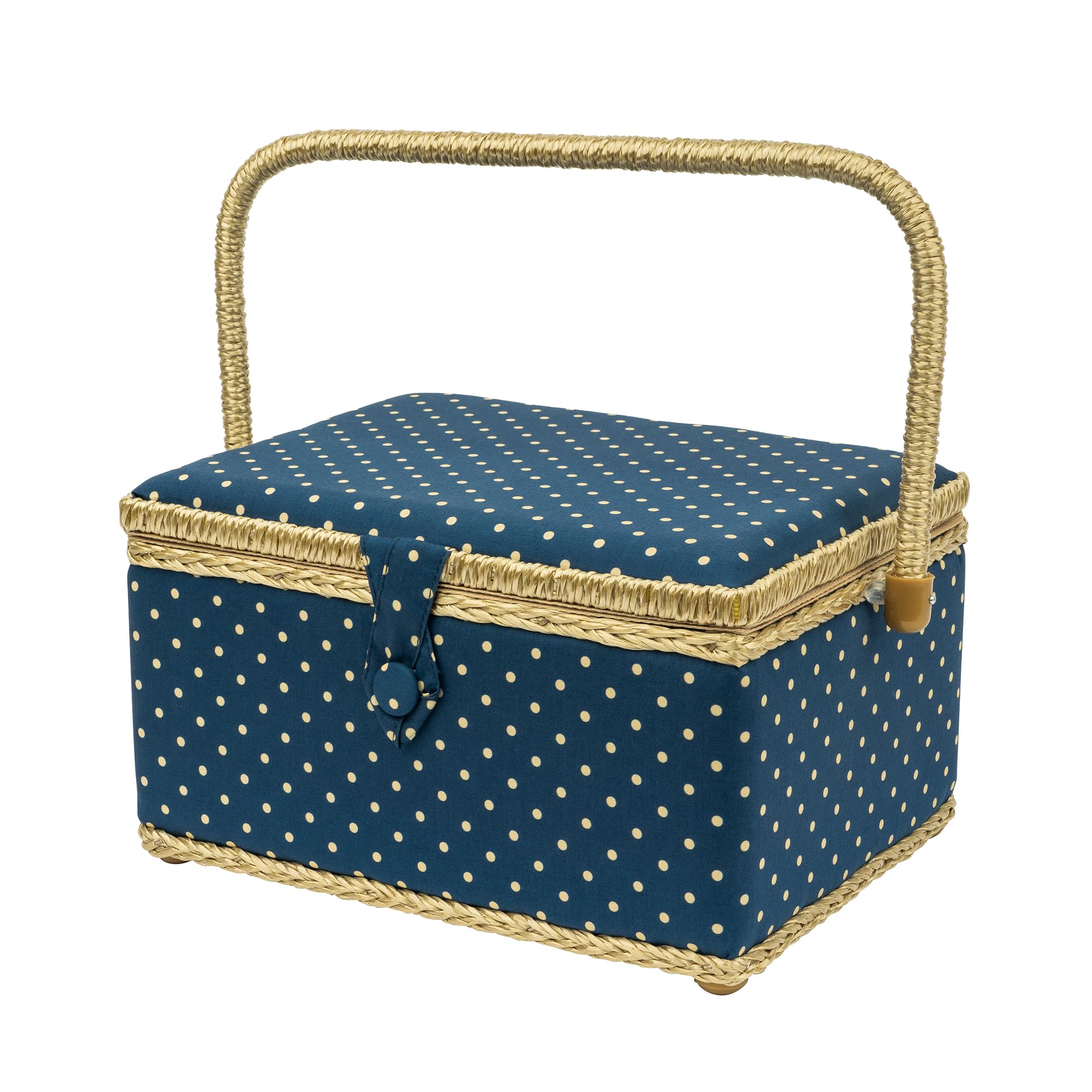 SINGER Large Sewing Basket with Matching Zipper Pouch - Portable Sewing Kit for Quilting, Crafts & Travel Organization - Polka Dot Print Storage Solution for Needles, Thread & Notions