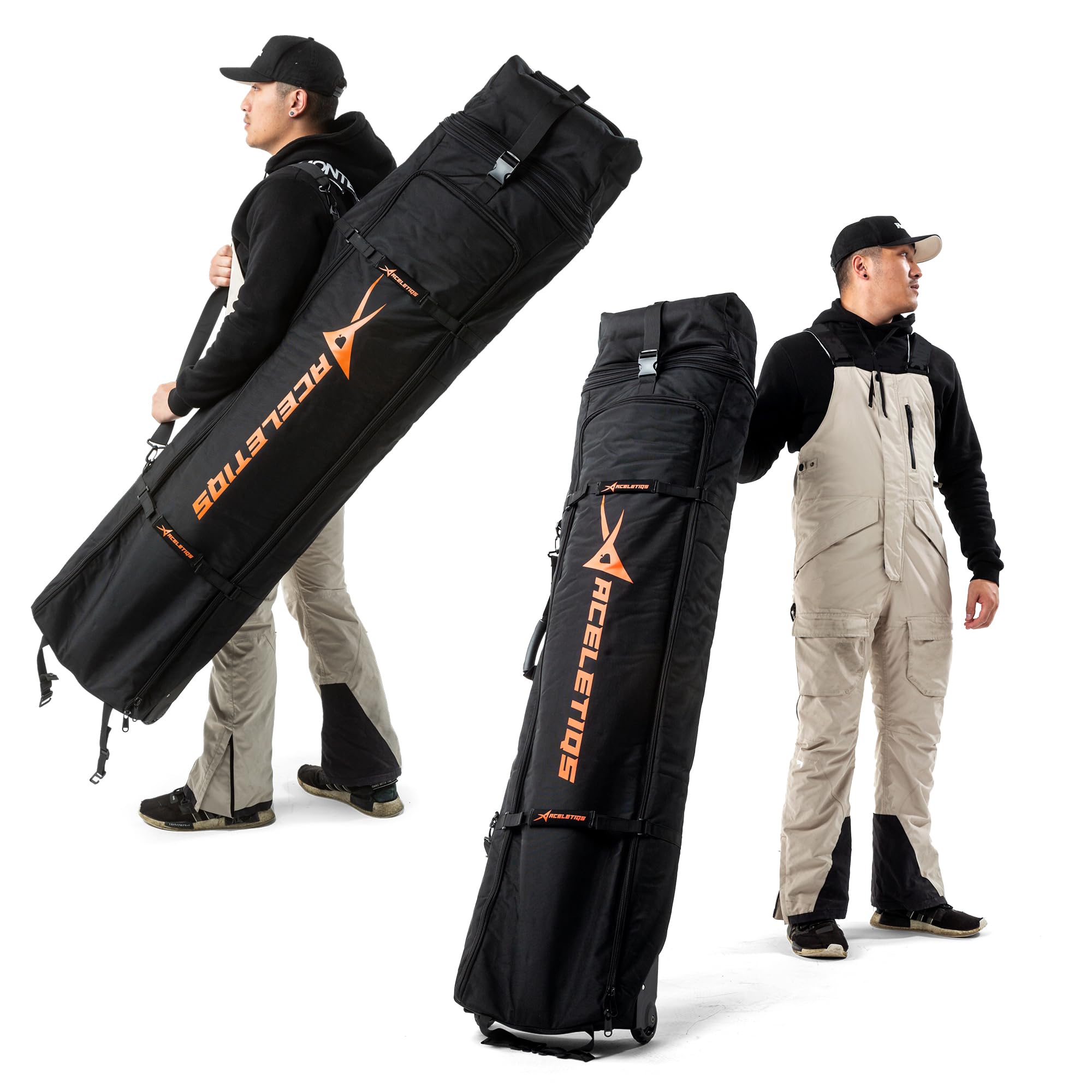 **Waterproof Snowboard Bag with Wheels for Air Travel - Adjustable Fit 150cm-170cm, Roll-Up Design for Easy Storage | Perfect for Snowboarding Trips & Gear Protection**
