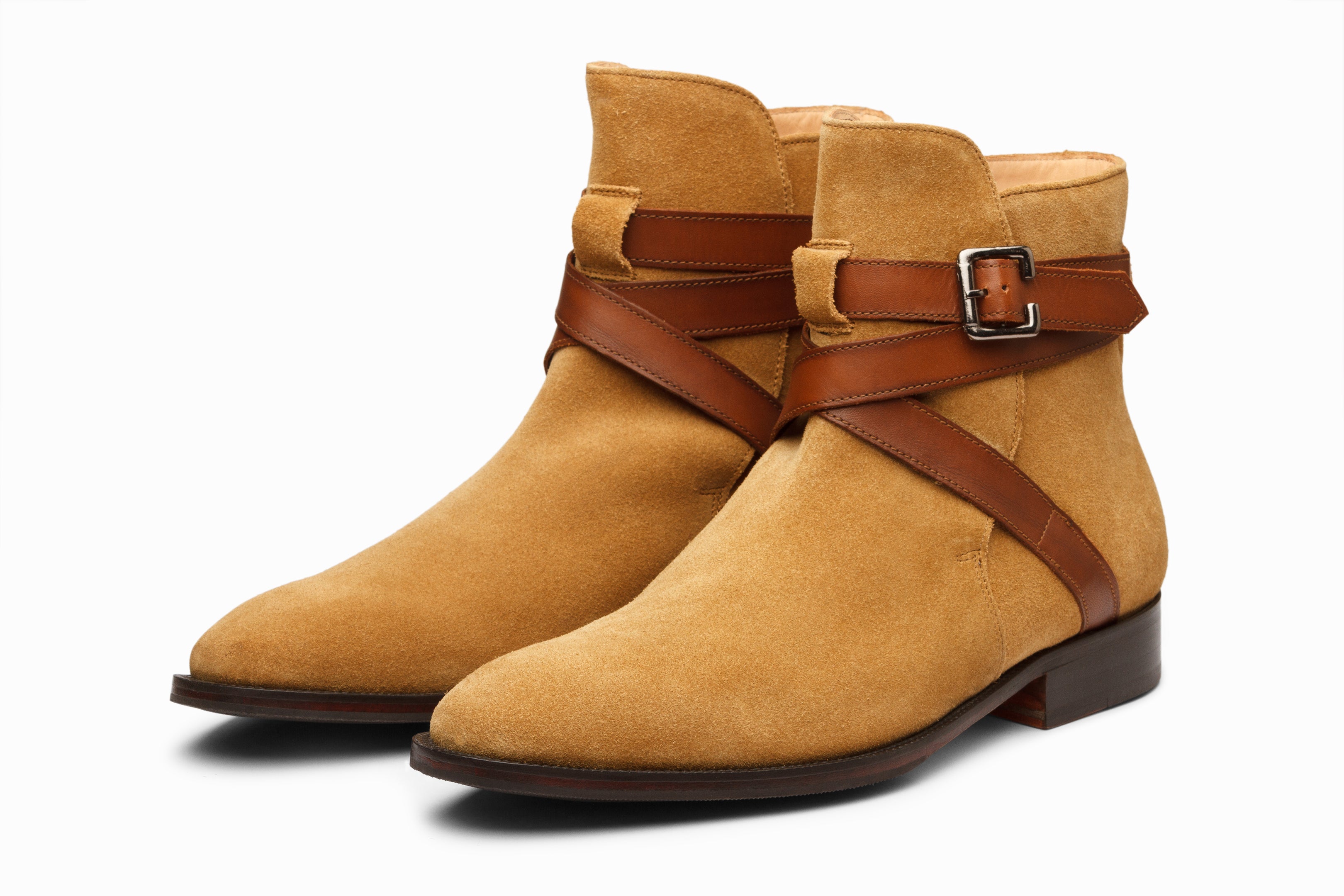 Men's Jodhpur Boots in Camel Suede Leather - Stylish Ankle Boots for Casual Wear & Western Fashion Outfits