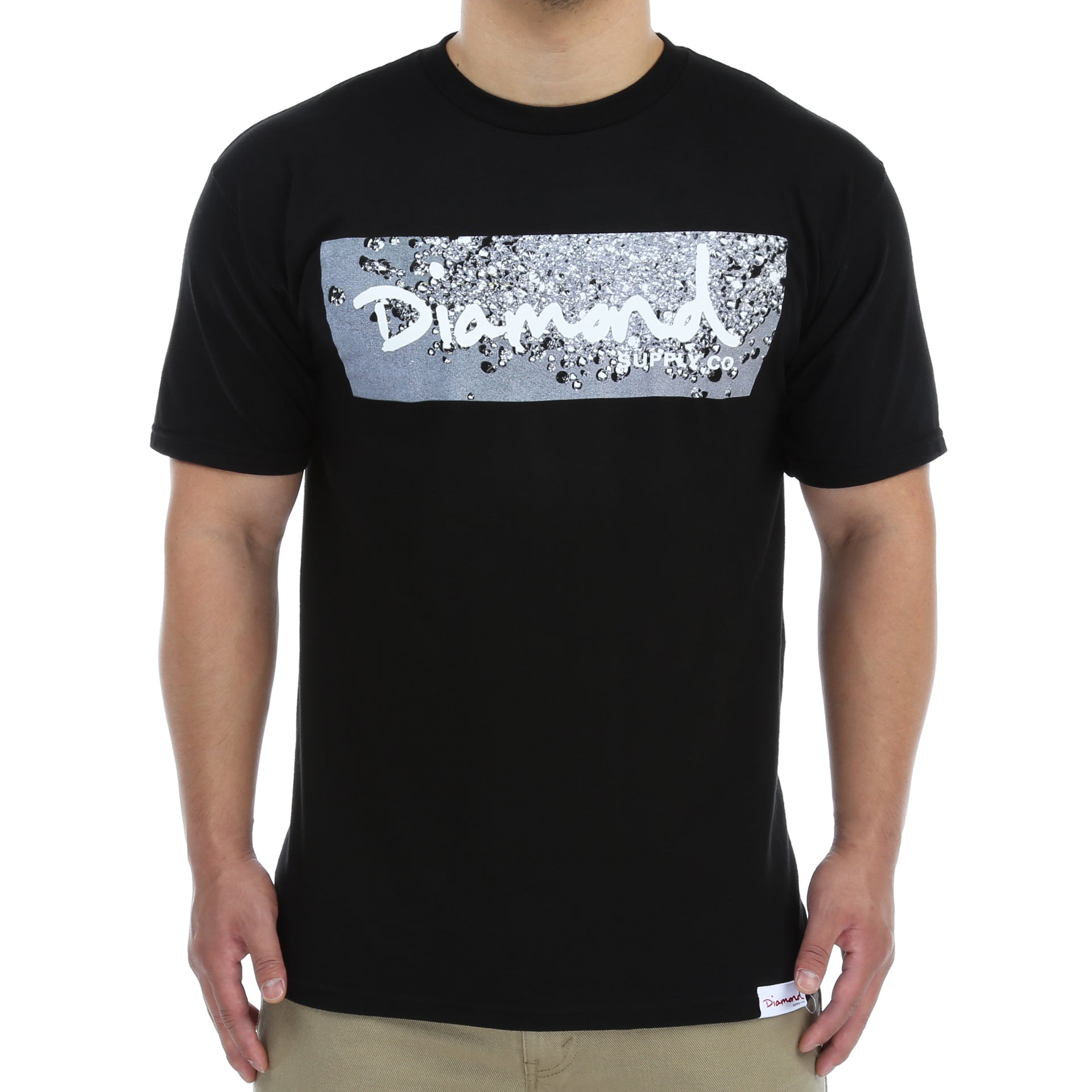 Diamond Scattered Box Logo Tee - Black Graphic T-Shirt for Men & Women | Streetwear Fashion, Casual Outfit, Urban Style