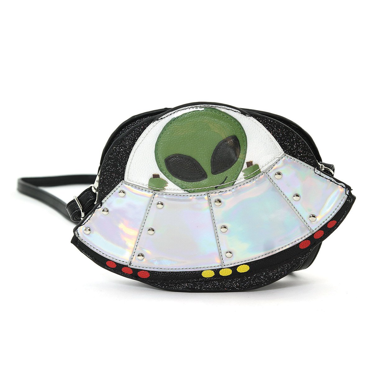 Sleepyville Critters UFO Alien Spaceship Crossbody Bag - Black Cute Cartoon Shoulder Purse for Women, Girls | Perfect for Cosplay, Comic Con, Halloween Costume & Daily Use