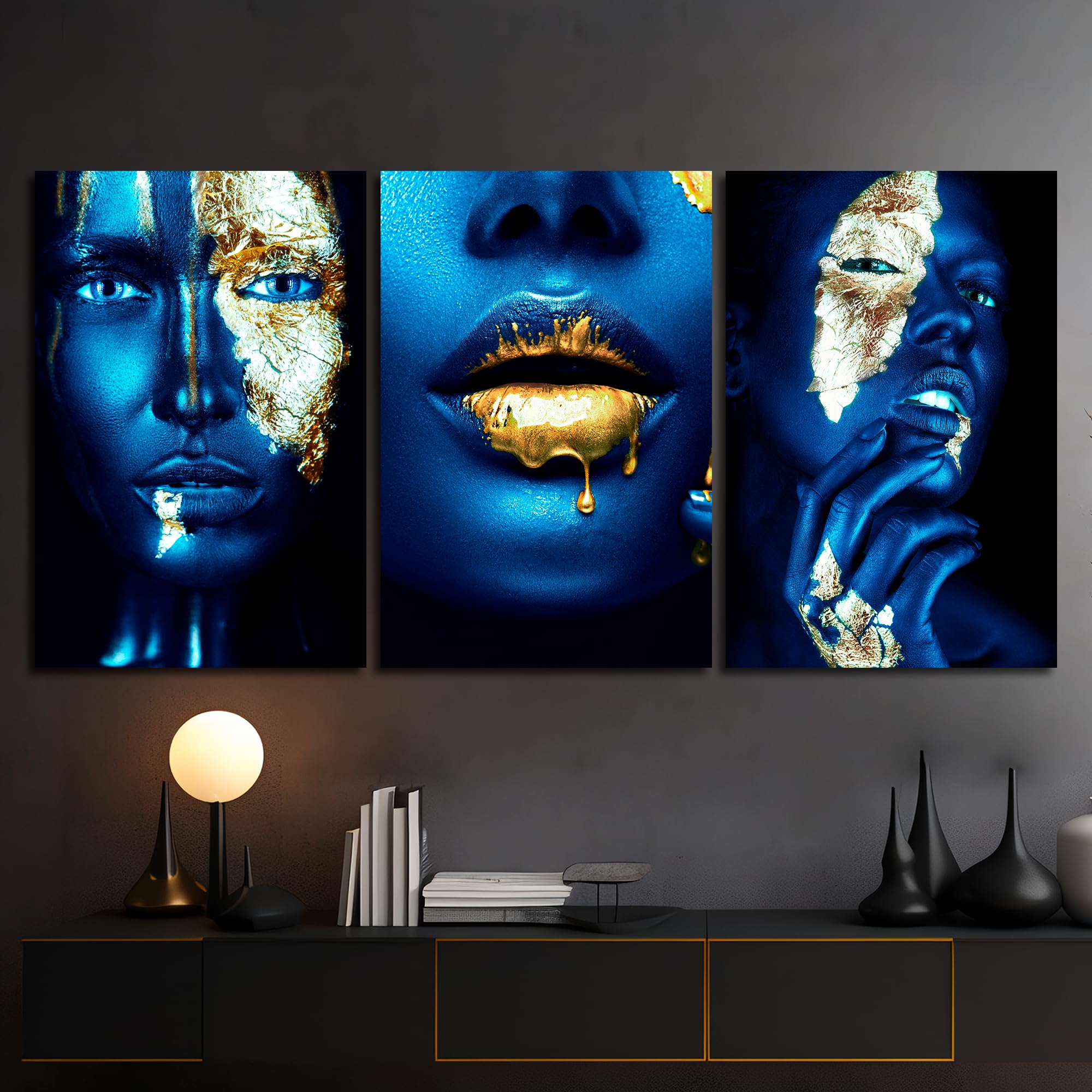 Modern Acrylic Wall Art Set of 3 Faces - Contemporary Face Series - High Quality Photo Printing Artwork - Multiple Size Options (20