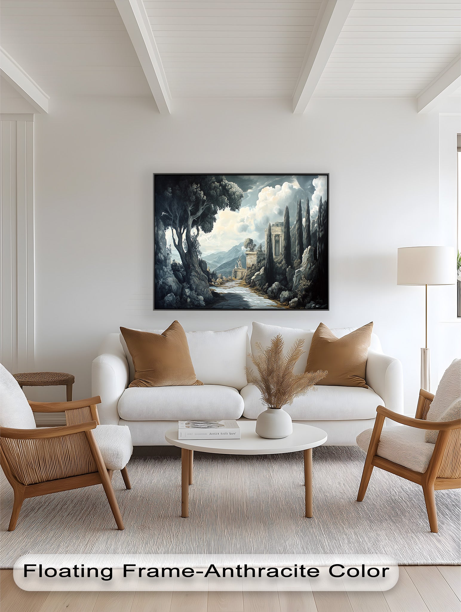 Ancient Pathway to the Temple - Hand Painted Classical Landscape Oil Canvas Art for Home Decor, Office & Living Room Wall